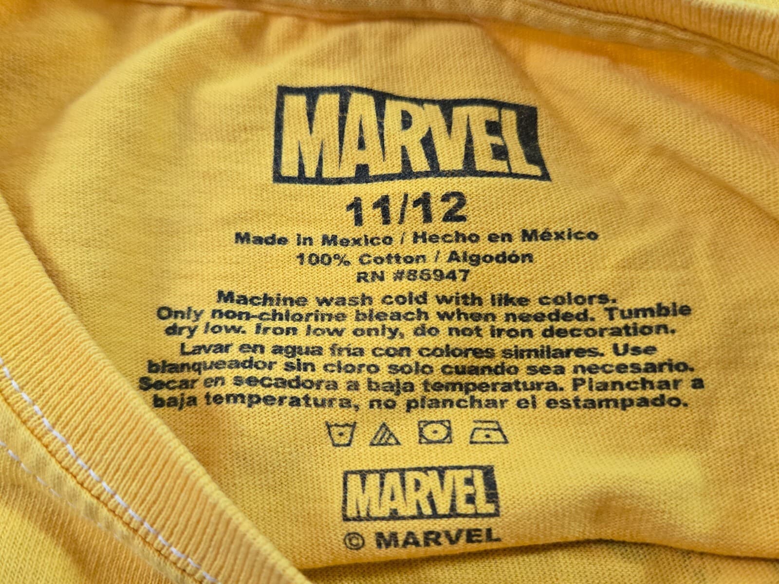 Marvel Comics Graphic Shirt Youth Size Medium 10-12 Avengers Super Heros Yellow - Thumbnail 5