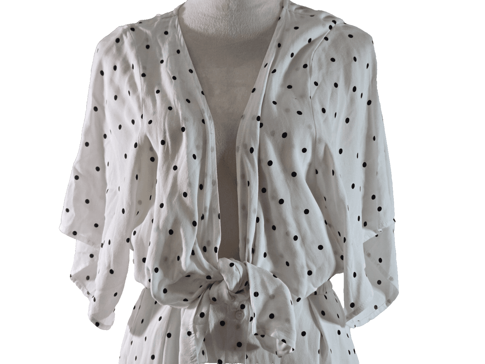 Olivaceous Maxi Dress Women Small Black White Polka Dot Size S Front Tie - Thumbnail 3