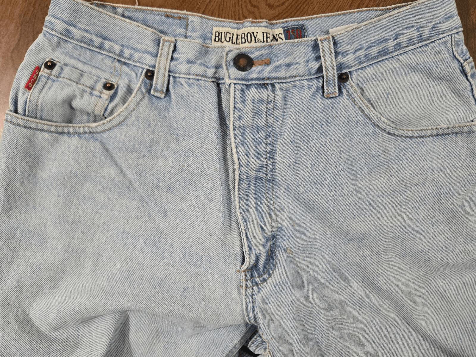 Bugle Boy Jeans Mens Size 32 X 30.5 Tapered Leg Light Blue Wash Vintage 90s Y2K