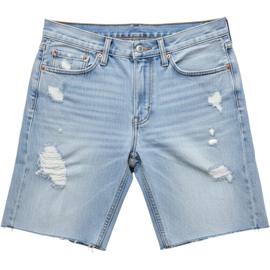 Levis 511 Slim Fit Denim Shorts Mens 31 Light Wash Distressed Ripped Cut Off