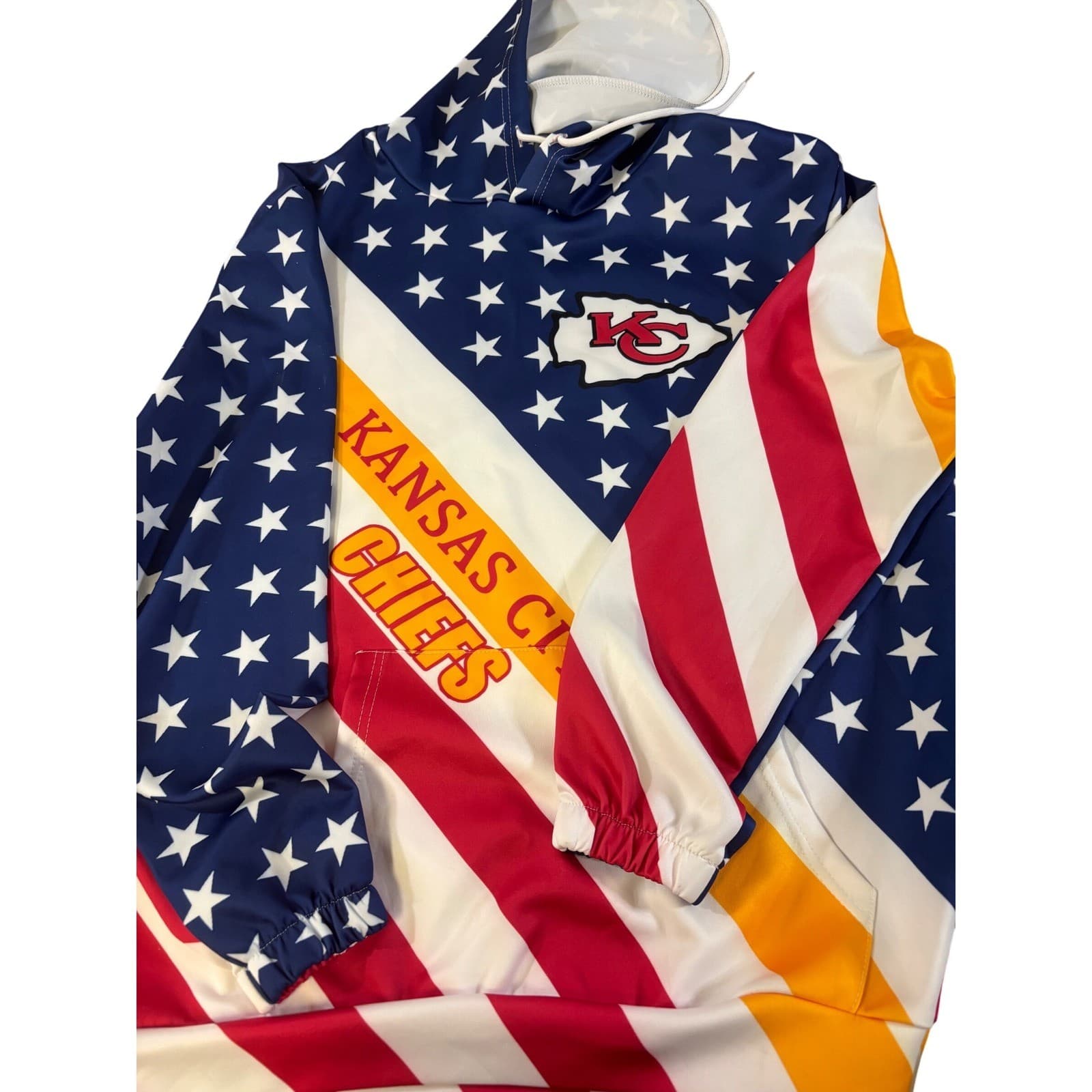 Kansas City Chiefs American Flag Patriotic Hoodie Sweatshirt XL Red White Blue - Thumbnail 2