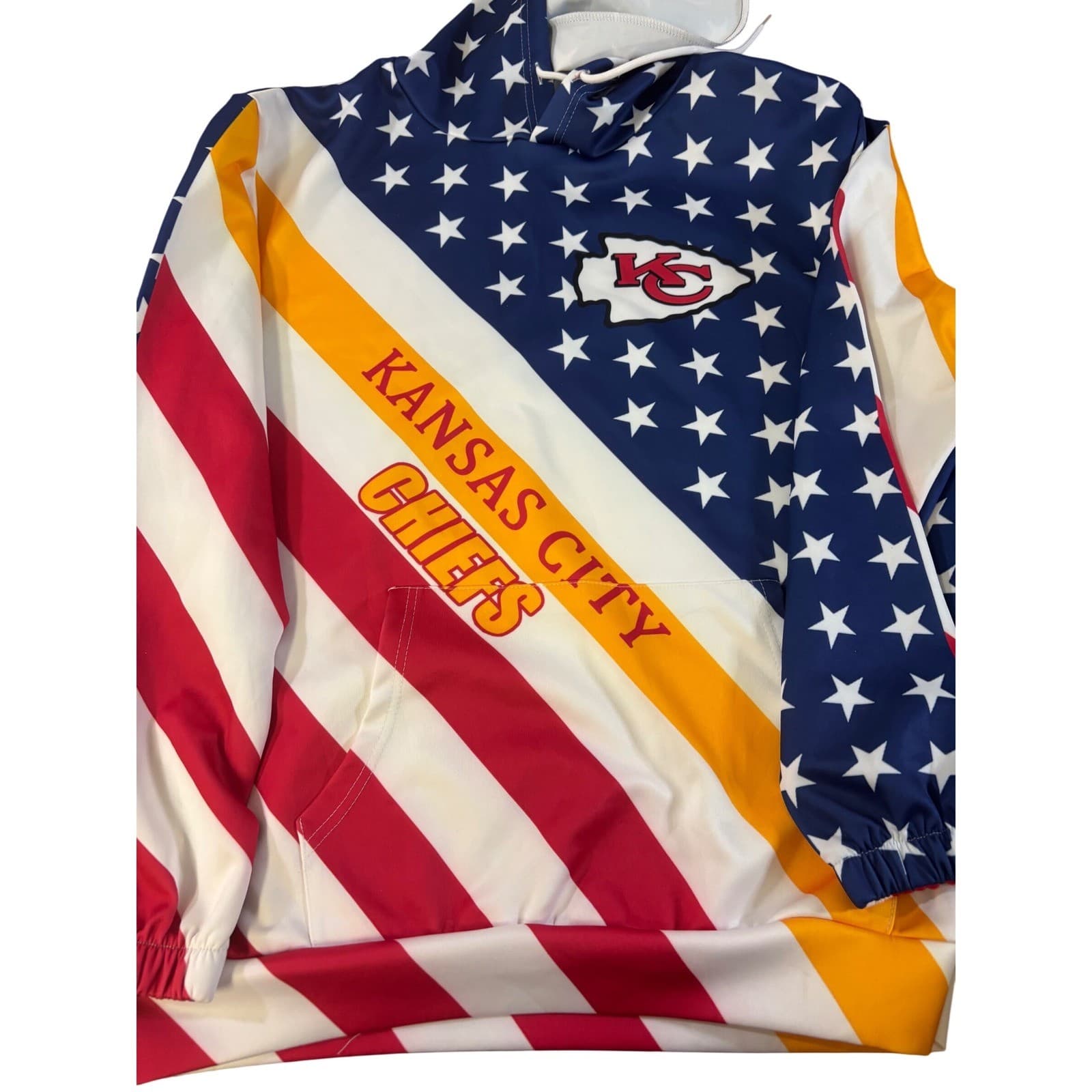 Kansas City Chiefs American Flag Patriotic Hoodie Sweatshirt XL Red White Blue