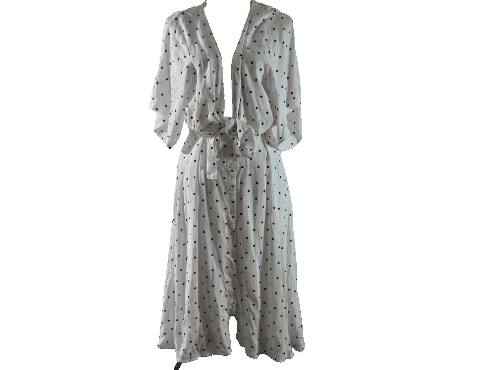 Olivaceous Maxi Dress Women Small Black White Polka Dot Size S Front Tie