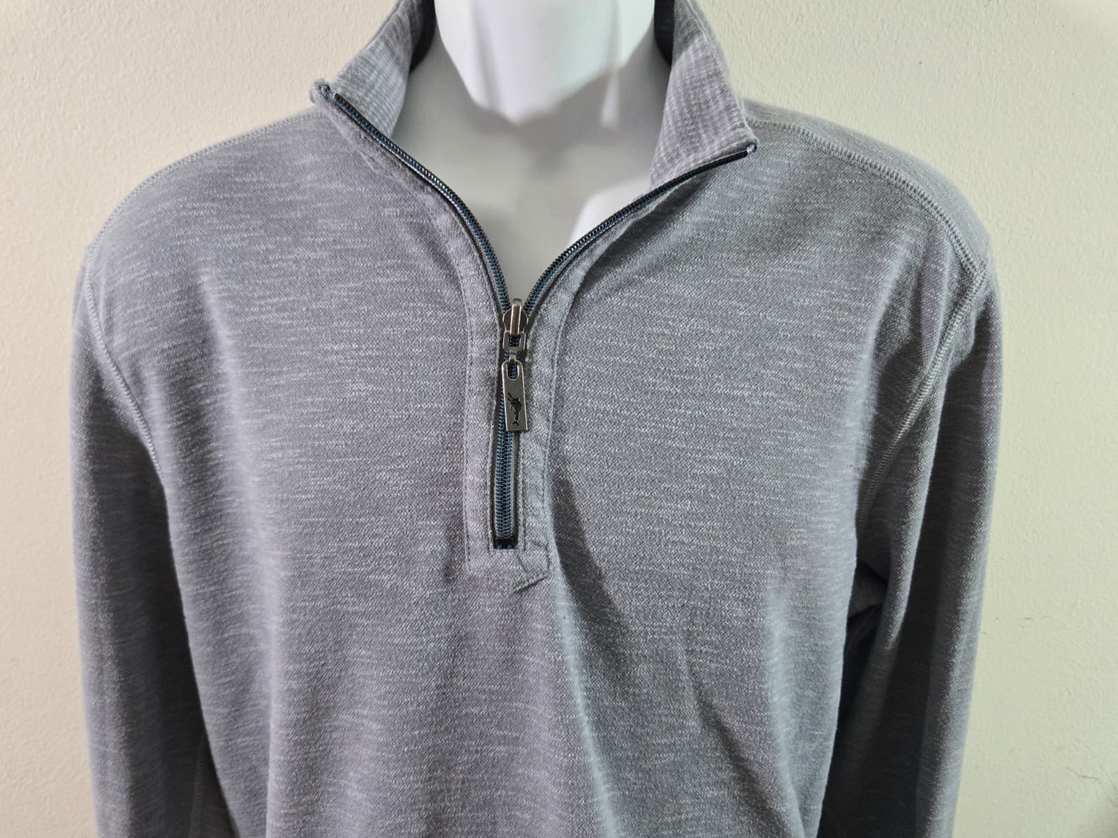 Tommy Bahama Men Pullover Shirt Mens Light Blue 3/4 Zip Long Sleeve Logo Cut Tag - Thumbnail 2