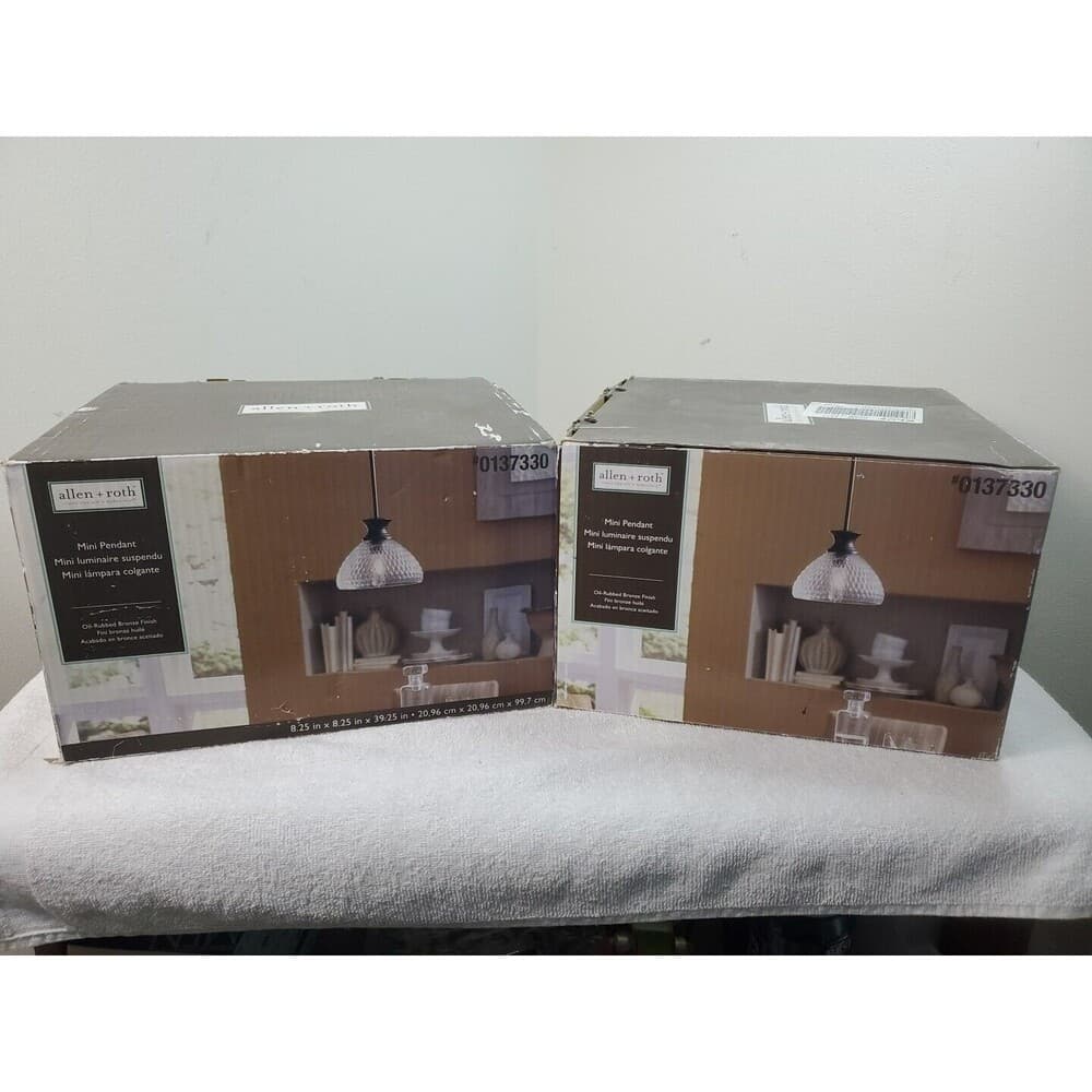 Allen + Roth Rubbed Bronze Mini Pendant Lights Glass Cover And Bulbs