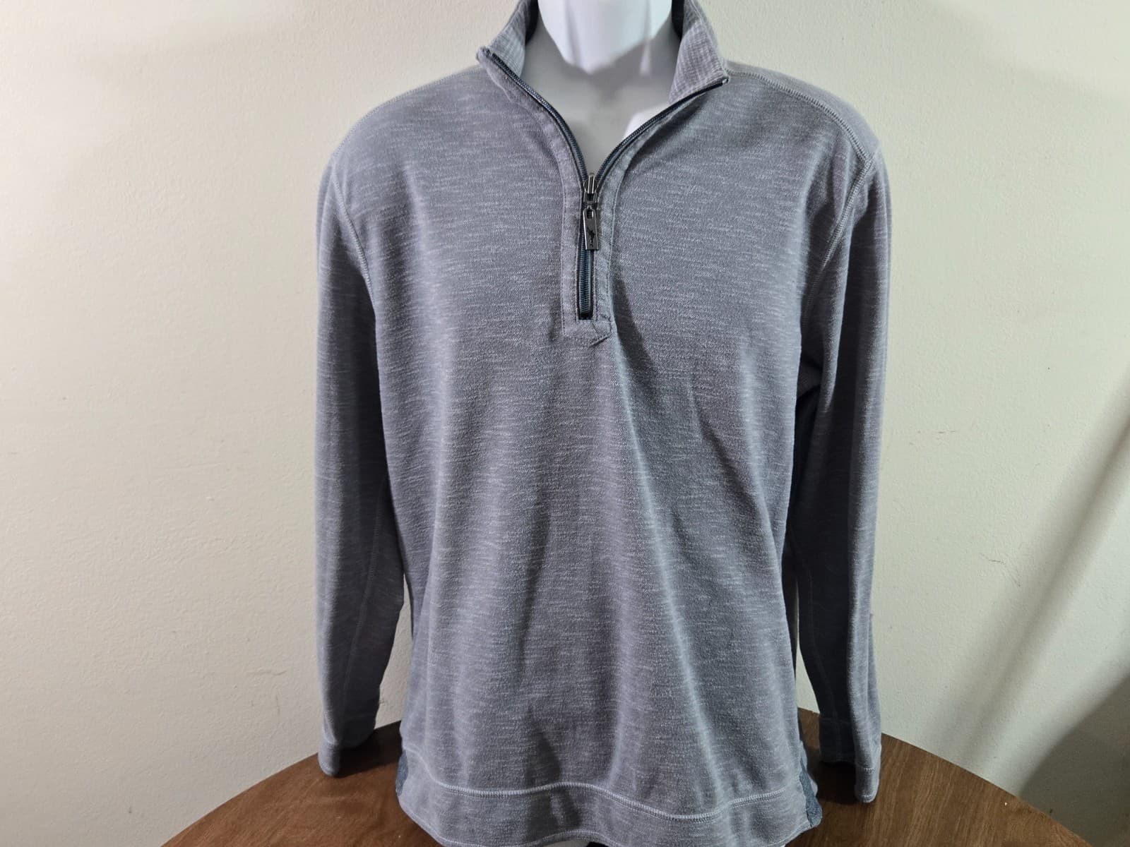 Tommy Bahama Men Pullover Shirt Mens Light Blue 3/4 Zip Long Sleeve Logo Cut Tag