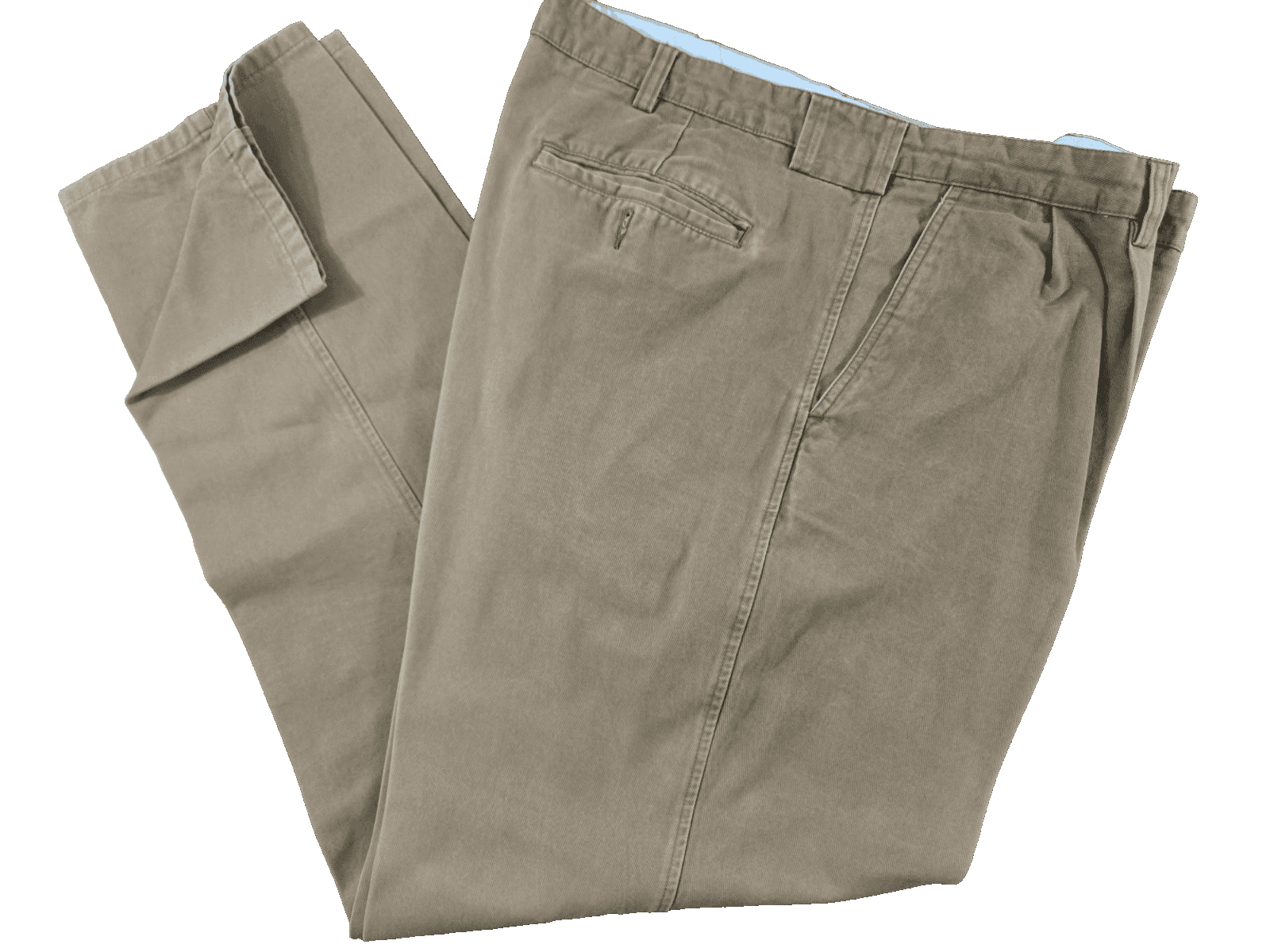L L Bean Mens Casual Trousers Pants W42 L34 Brown Cotton Pleated Front