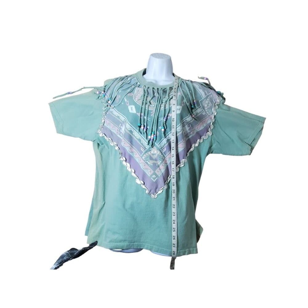 Vintage 90s Sturdy Tees By Lee Fringe Beaded Southwestern Graphic T-Shirt L - Thumbnail 6