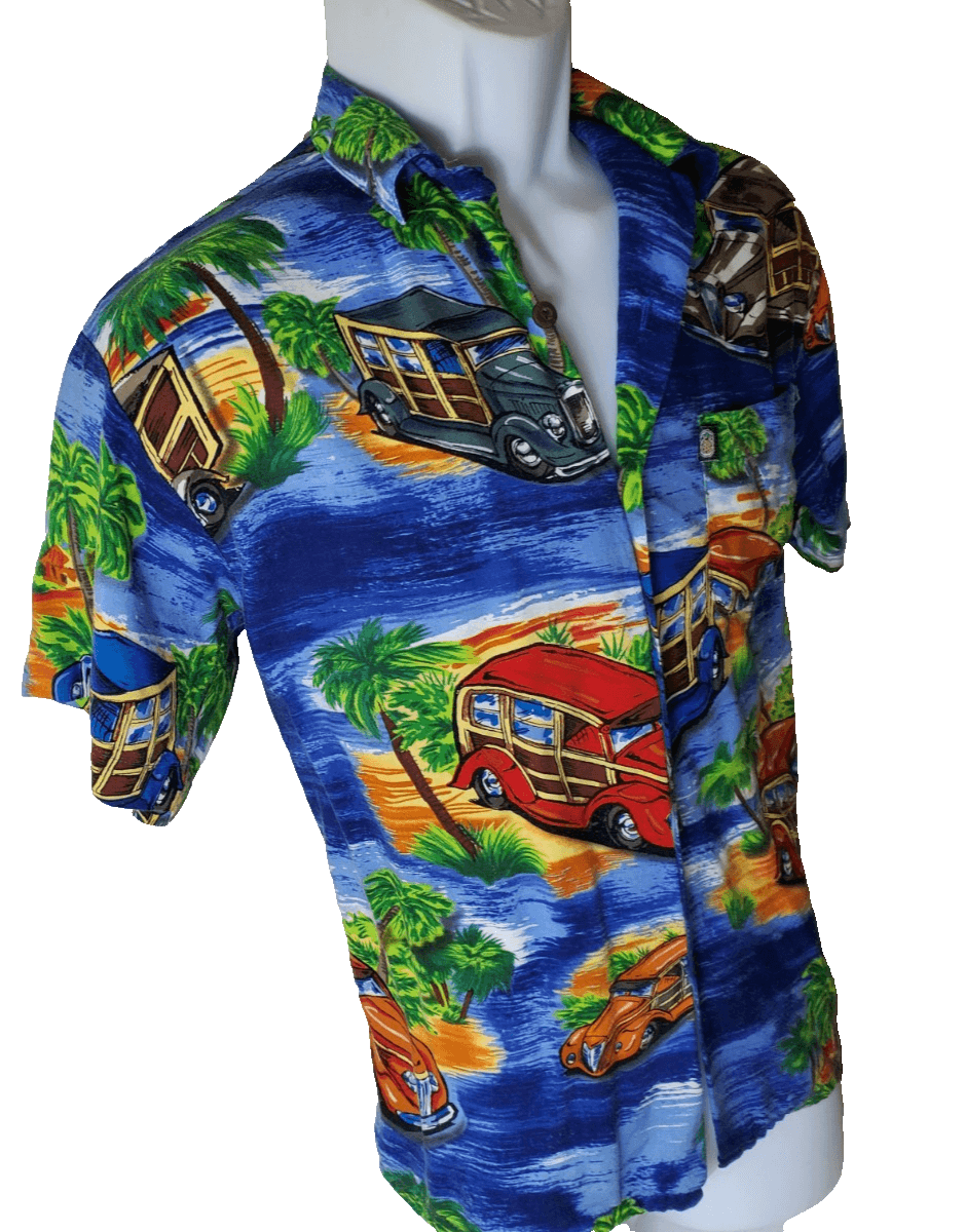 Pineapple Connection Tropical AOP Woody Cars Palm Trees Size Large Hawaii Shirt - Thumbnail 5