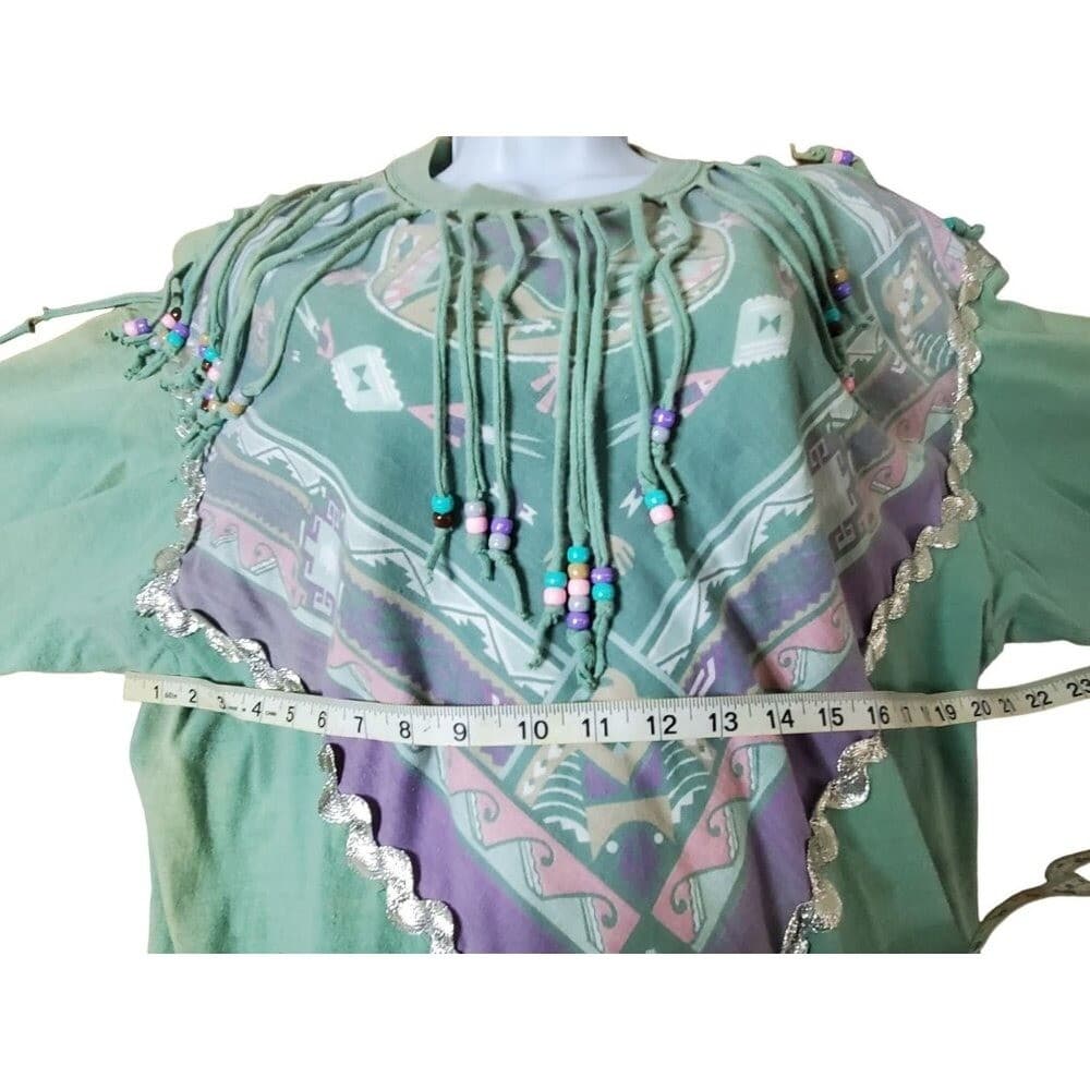 Vintage 90s Sturdy Tees By Lee Fringe Beaded Southwestern Graphic T-Shirt L - Thumbnail 5