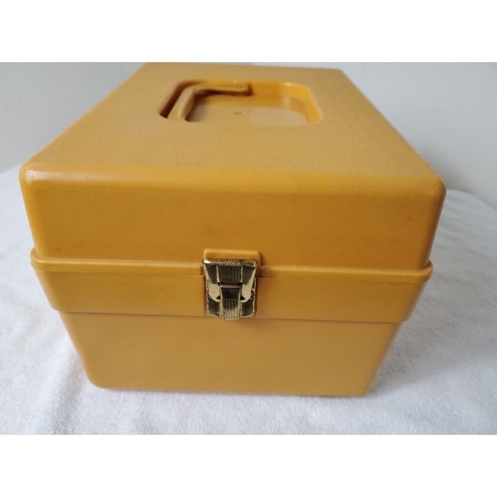 Mustard Wilson Wil-Hold MCM Gold Plastic Storage Flip Lock Vintage Sewing Box - Thumbnail 5