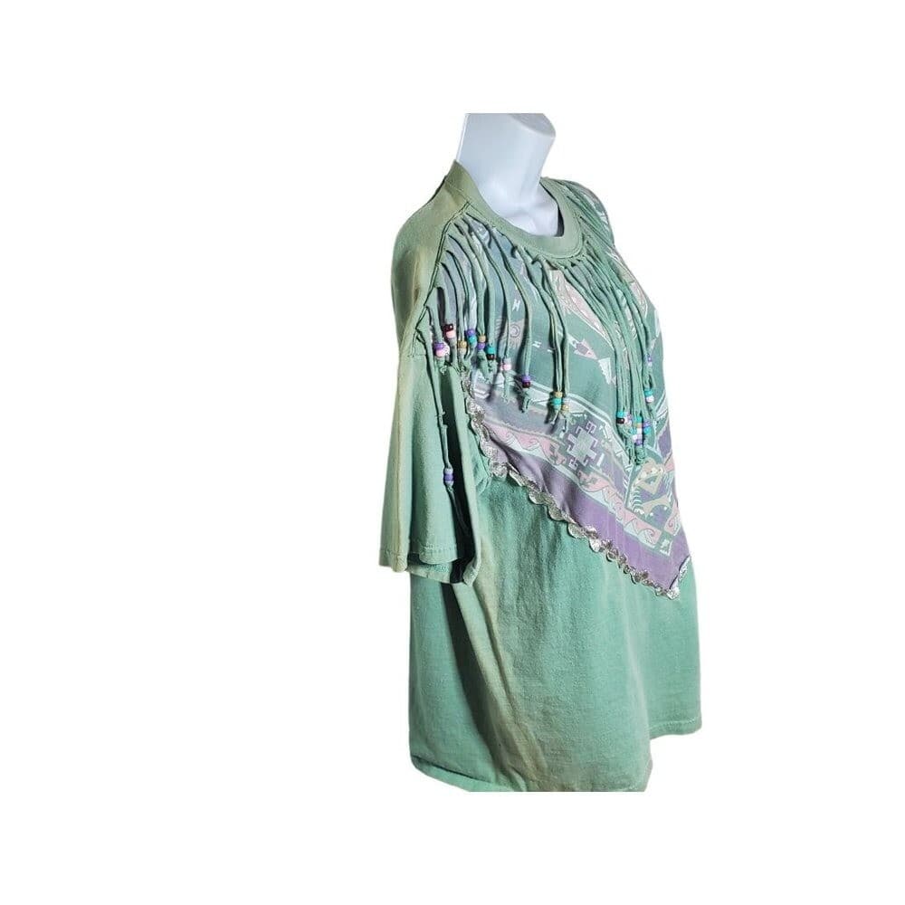 Vintage 90s Sturdy Tees By Lee Fringe Beaded Southwestern Graphic T-Shirt L - Thumbnail 7