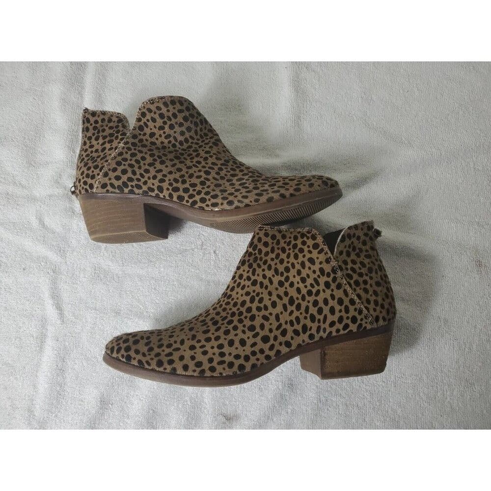Michael Shannon Leather Upper Ankle Boots Zip -Up Women's Size 9 Leopard Print - Thumbnail 6