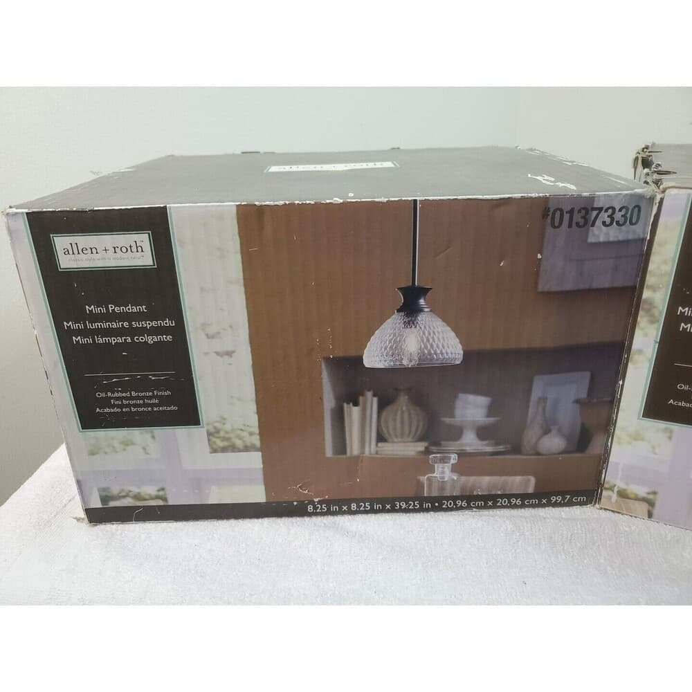 Allen + Roth Rubbed Bronze Mini Pendant Lights Glass Cover And Bulbs - Thumbnail 2