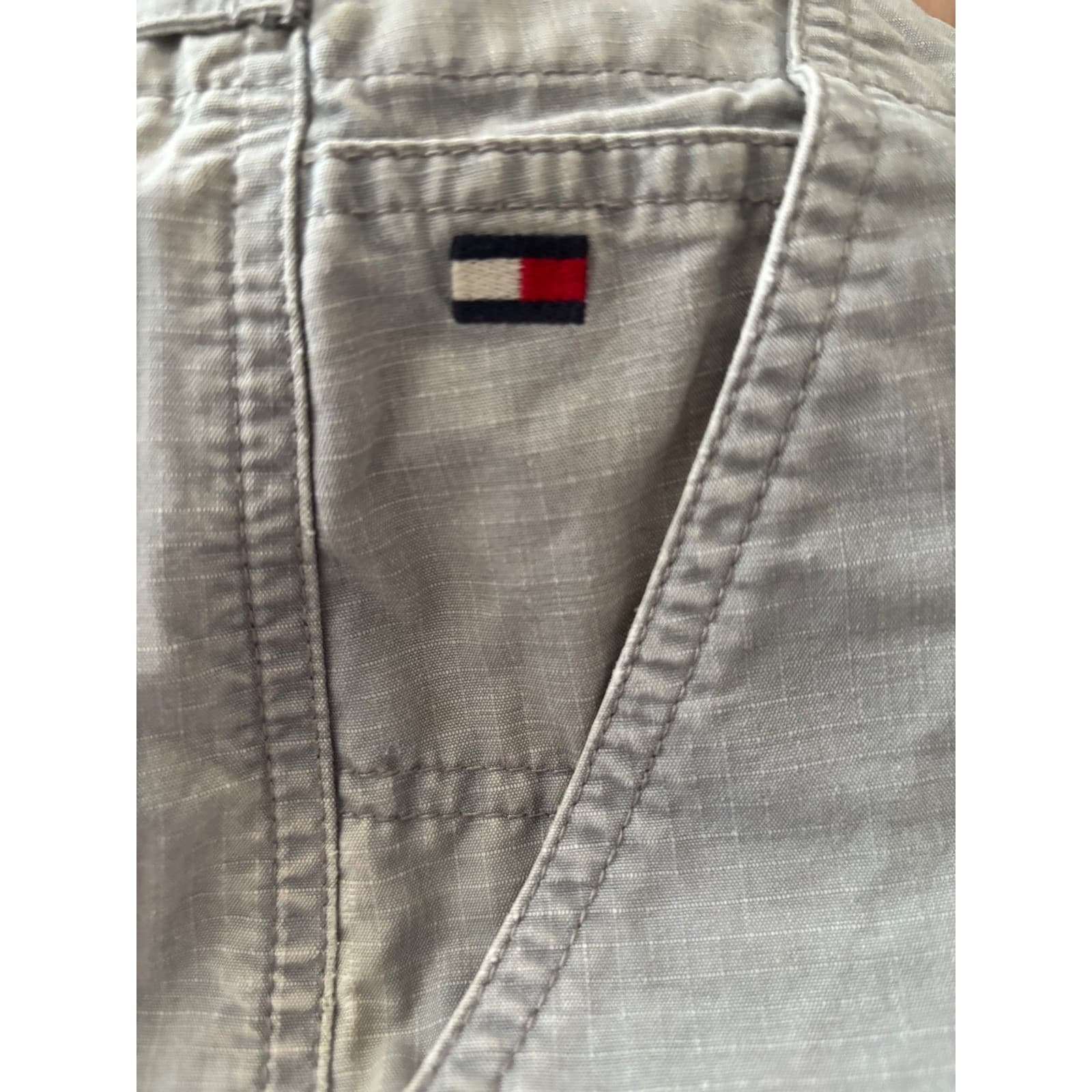 Tommy Jeans Mens Cargo Shorts Size 36 Grey Ripstop Cotton Utility Casual Hiking - Thumbnail 6