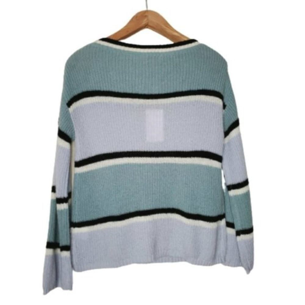 Foxiedox Womens Laurel Pullover Sweater Aqua Stripes Size Small - Thumbnail 2