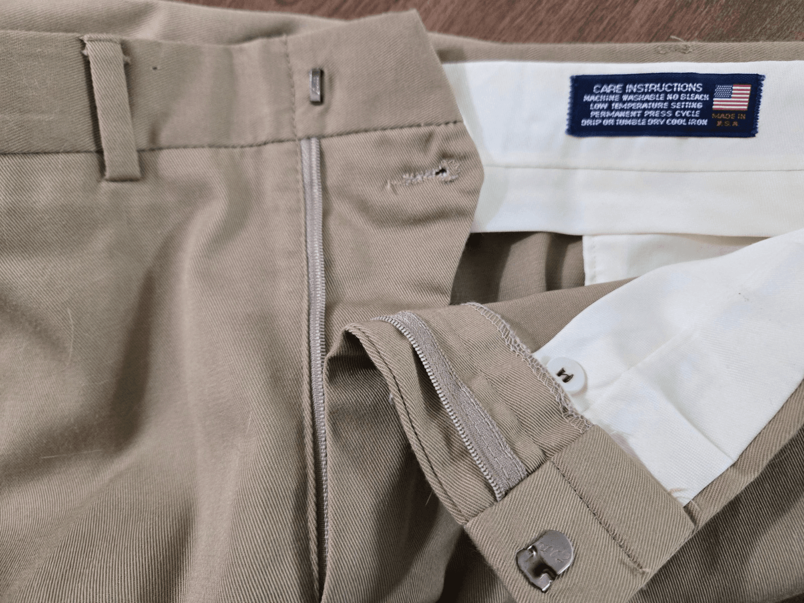 Stuart Edward Limited Vintage Dress Pants Men's 42" X 34" Tan Flat Front - Thumbnail 7