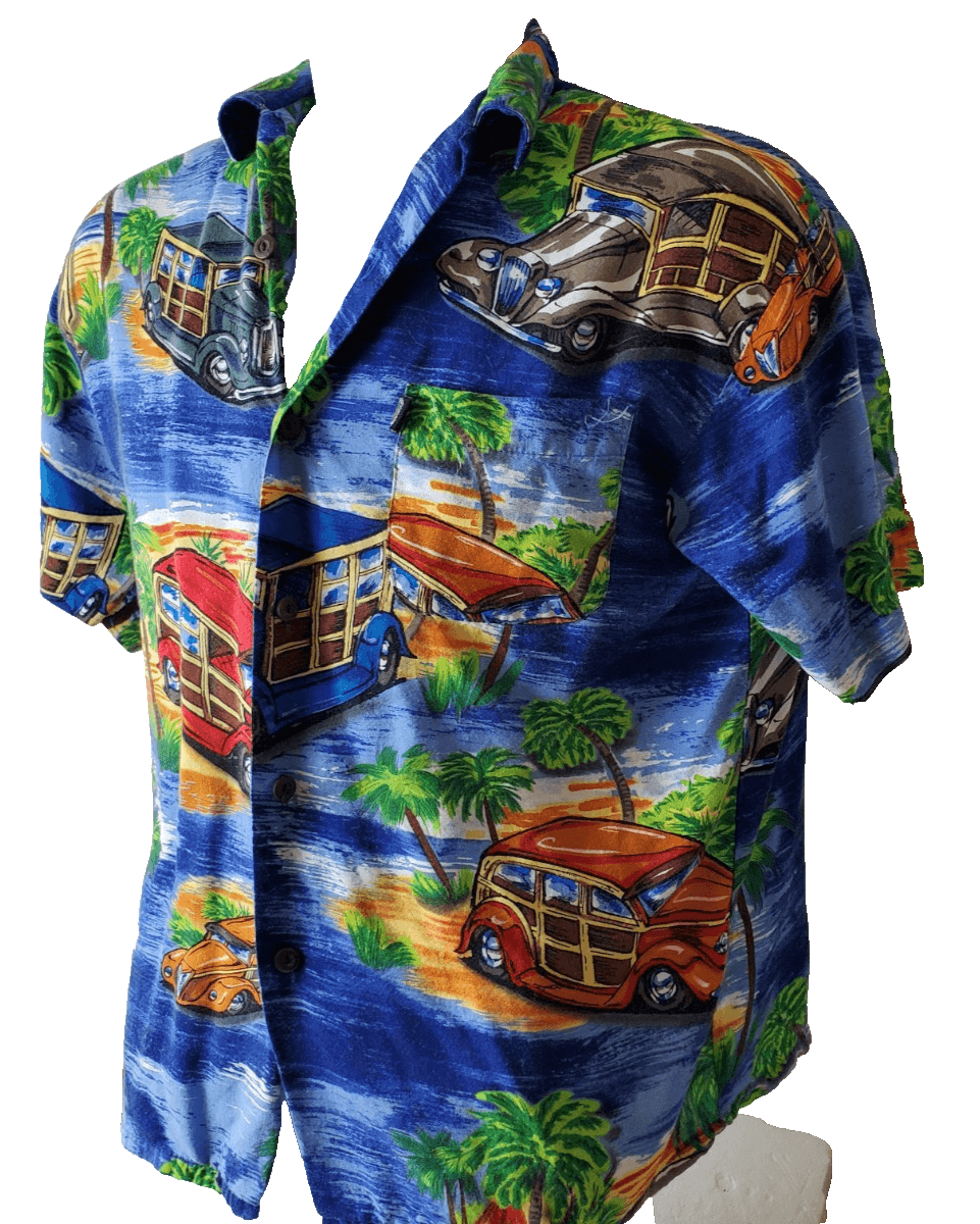 Pineapple Connection Tropical AOP Woody Cars Palm Trees Size Large Hawaii Shirt - Thumbnail 6