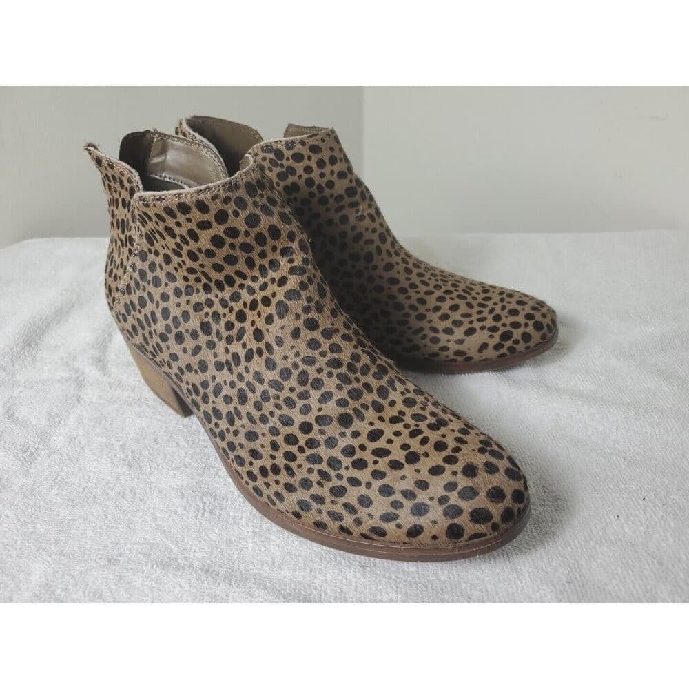 Michael Shannon Leather Upper Ankle Boots Zip -Up Women's Size 9 Leopard Print - Thumbnail 2