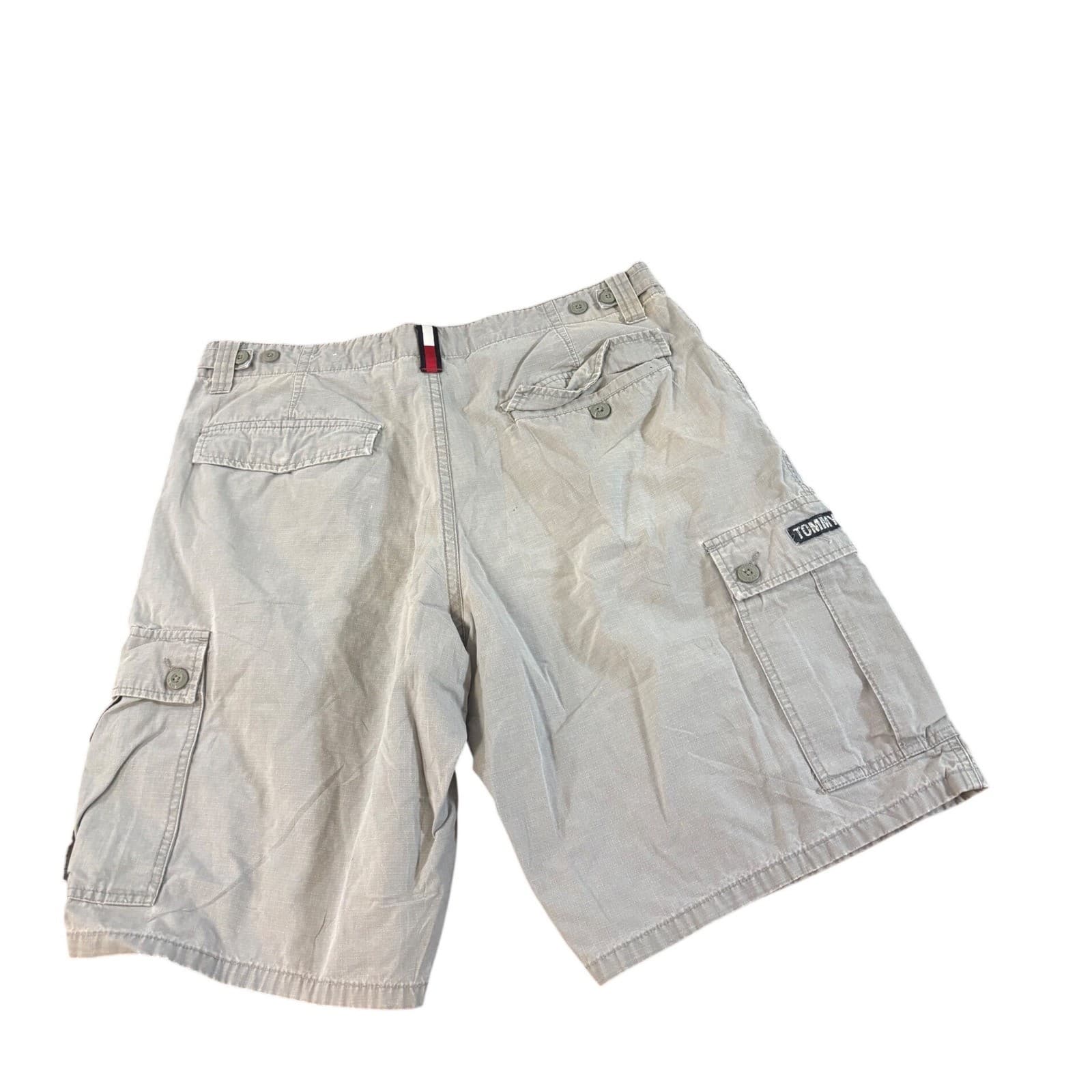 Tommy Jeans Mens Cargo Shorts Size 36 Grey Ripstop Cotton Utility Casual Hiking - Thumbnail 2