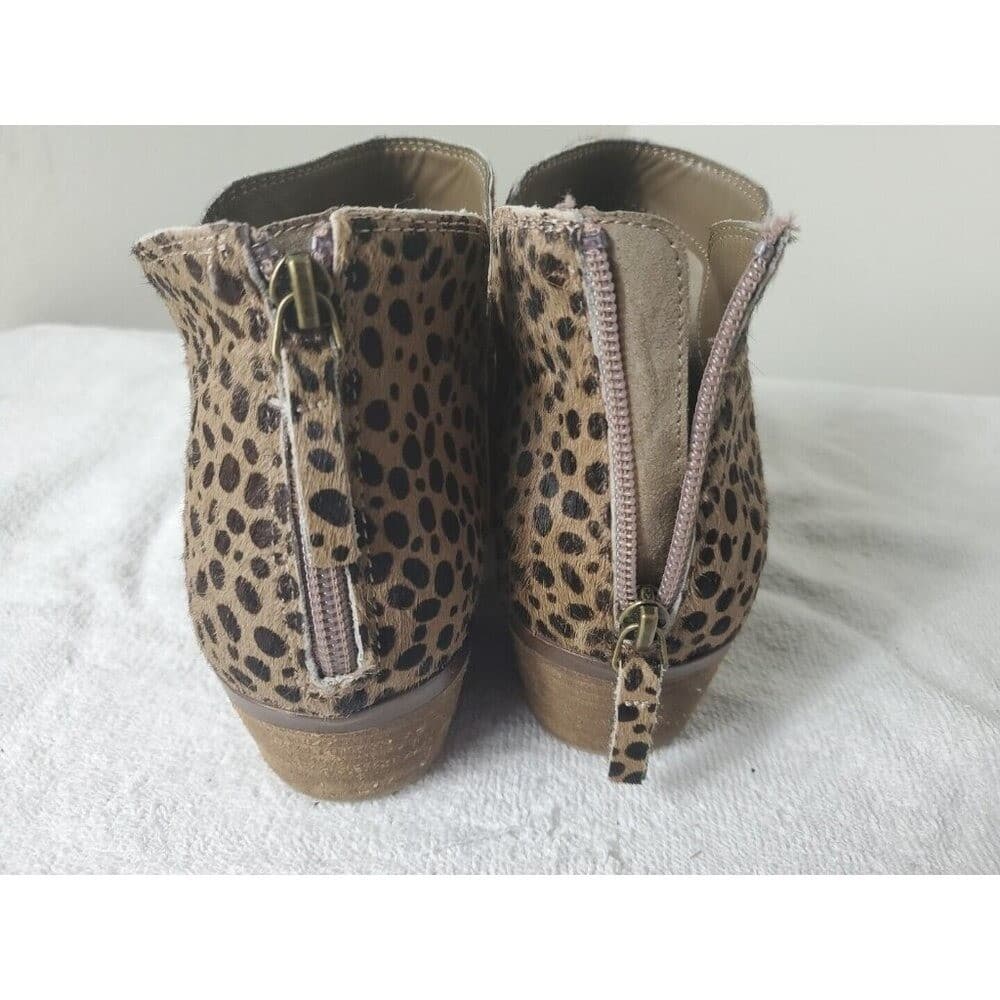 Michael Shannon Leather Upper Ankle Boots Zip -Up Women's Size 9 Leopard Print - Thumbnail 3