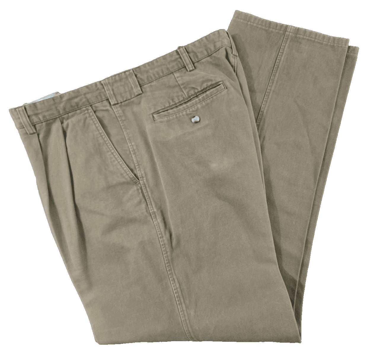 L L Bean Mens Casual Trousers Pants W42 L34 Brown Cotton Pleated Front - Thumbnail 2
