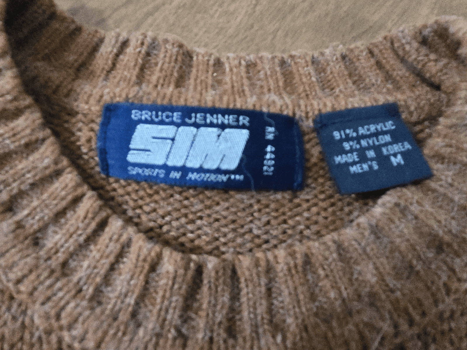 Bruce Jenner SIM Sweater Mens Medium Copper Acrylic Stretch Blend Crew Neck - Thumbnail 2