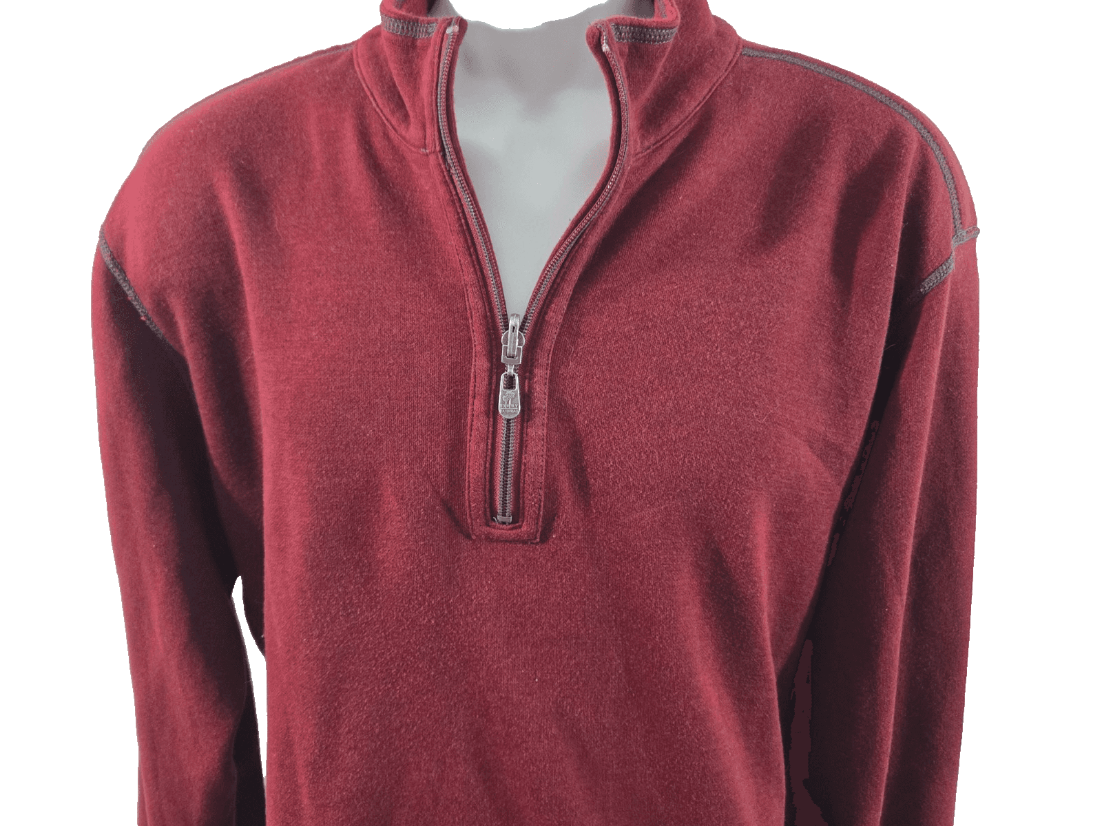 Tommy Bahama Men Pullover Shirt Mens 3/4 Zip Long Sleeve Maroon Logo Cut Tag - Thumbnail 2