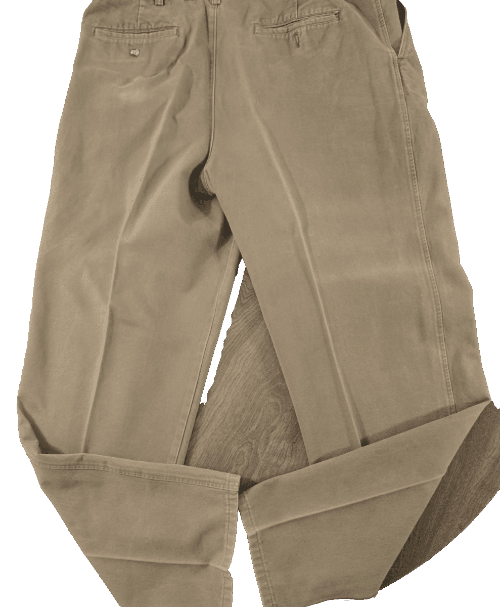L L Bean Mens Casual Trousers Pants W42 L34 Brown Cotton Pleated Front - Thumbnail 6
