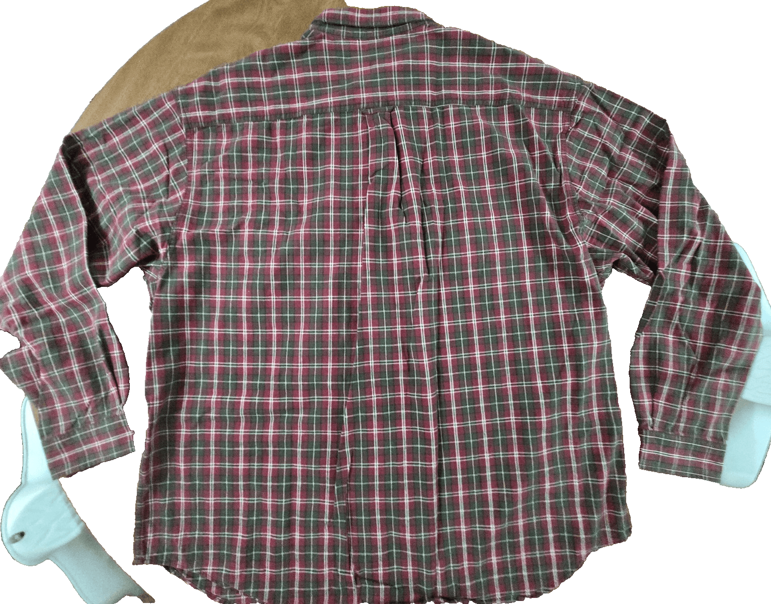 Eddie Bauer Shirt Men's 2XL Green Red Plaid Vintage Button Pockets Flannel XXL - Thumbnail 4