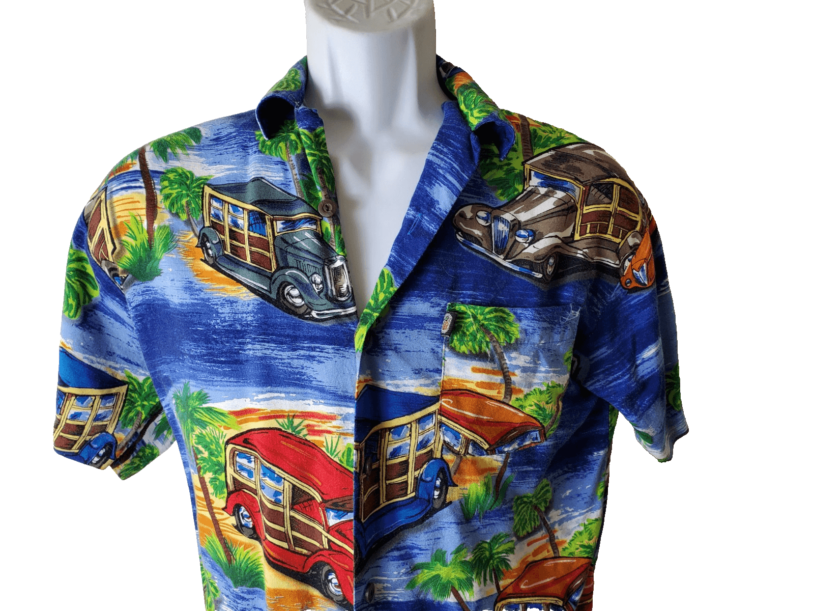 Pineapple Connection Tropical AOP Woody Cars Palm Trees Size Large Hawaii Shirt - Thumbnail 4