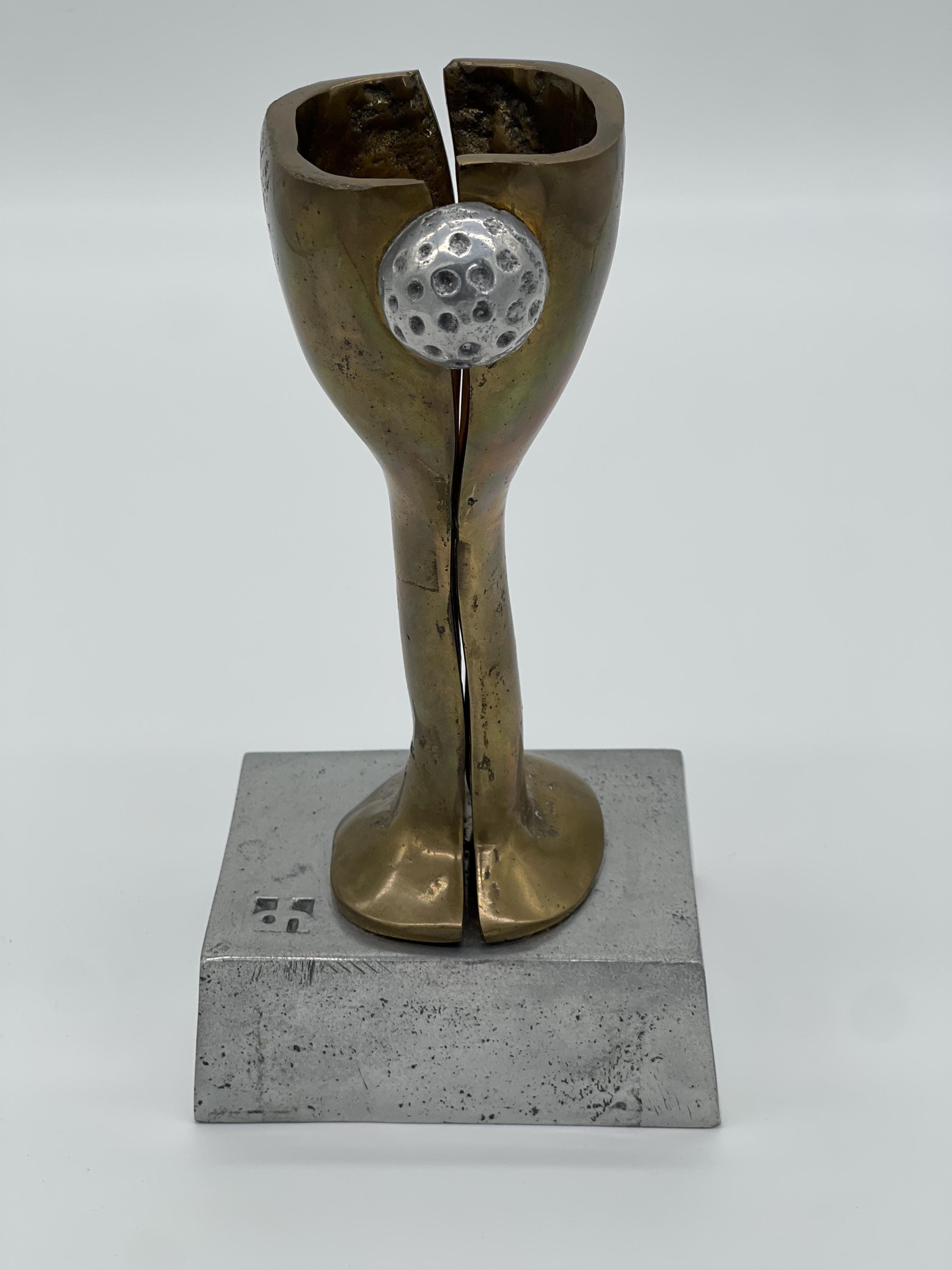 David Marshall Brutalist Golf Trophy Sculpture, Brass Aluminum Mid Century Modern Spain - Thumbnail 4