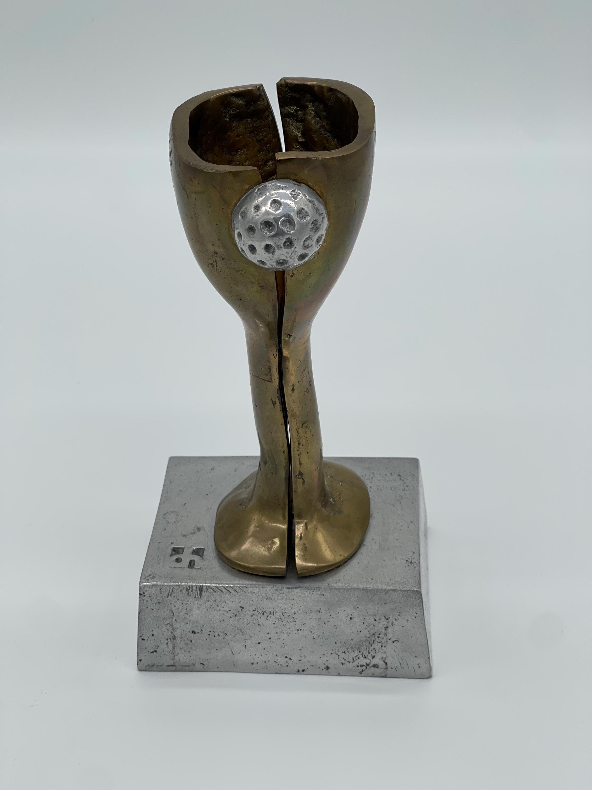 David Marshall Brutalist Golf Trophy Sculpture, Brass Aluminum Mid Century Modern Spain - Thumbnail 5