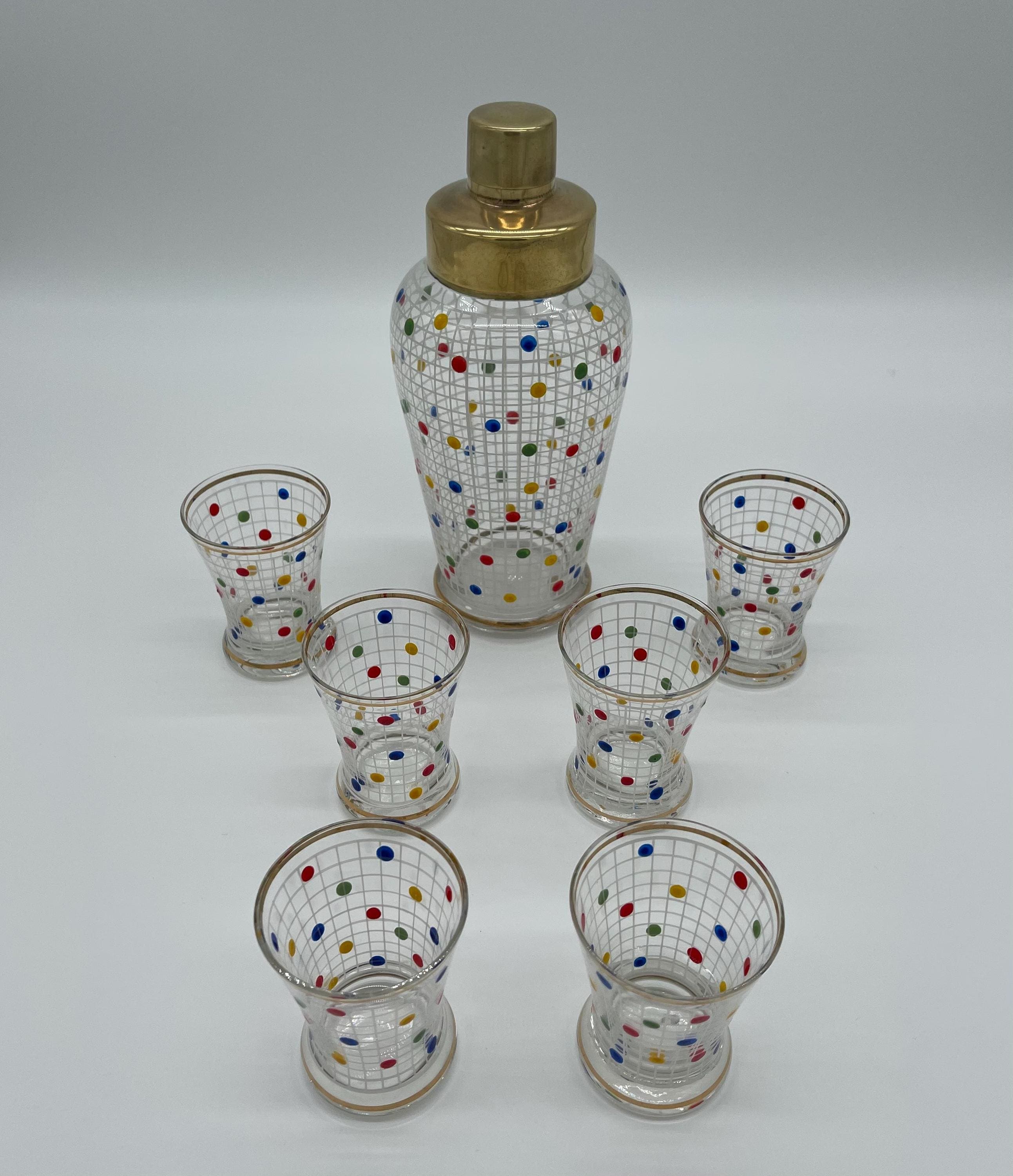 1960s Czech Cocktail Shaker Set, 24k Cased Gold, Hand-Painted Enamel MCM Barware - Thumbnail 4