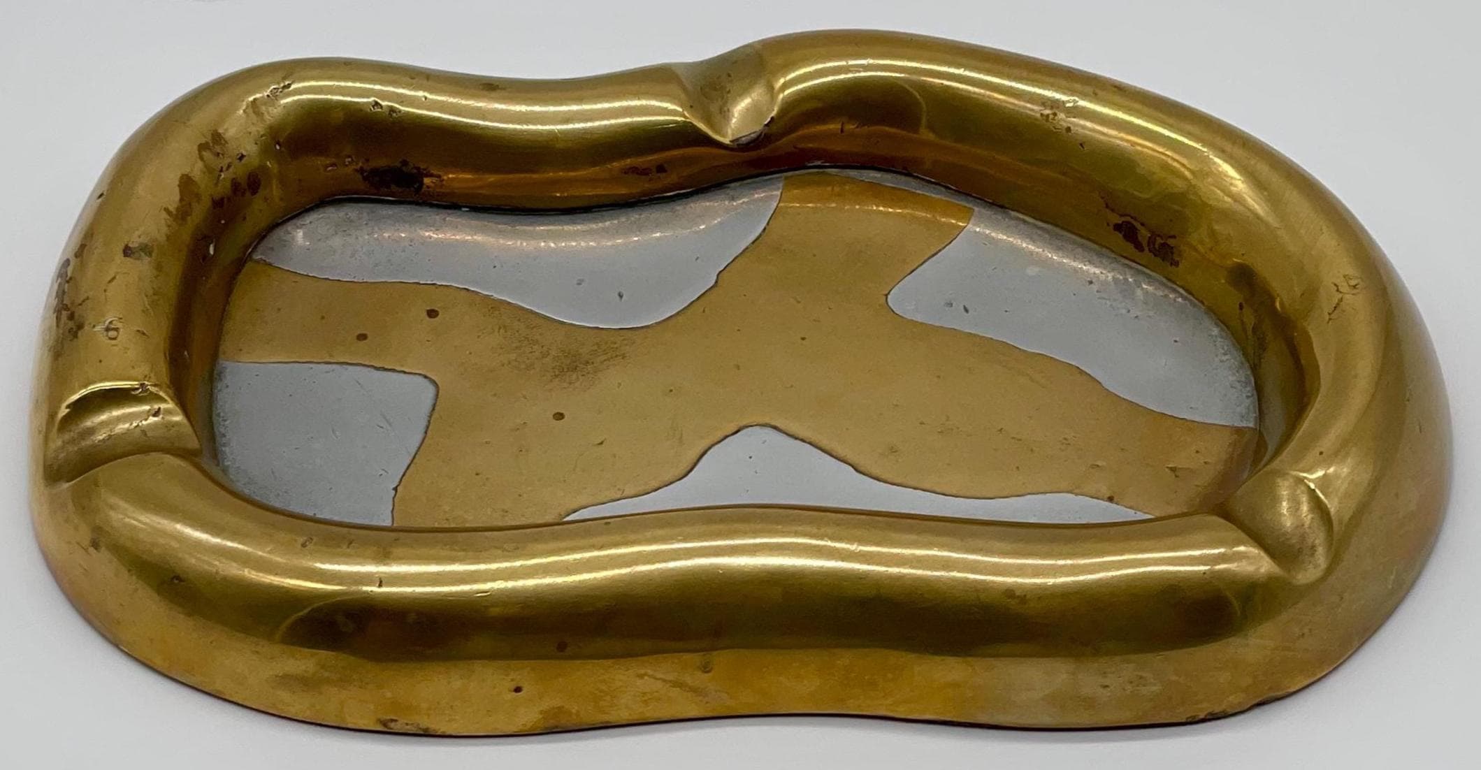 David Marshall Signed Wave Ashtray, 1980s Brutalist Solid Brass & Aluminum Sculpture - Thumbnail 6
