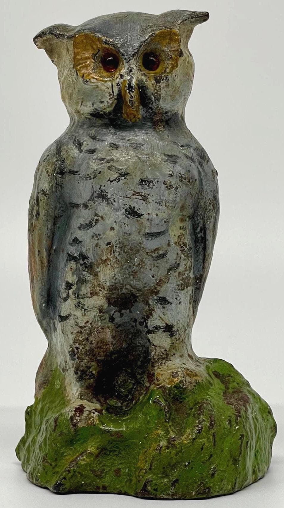 Antique Cast Iron Owl Doorstop, National Foundry, Original Paint, 6.7" - Thumbnail 2