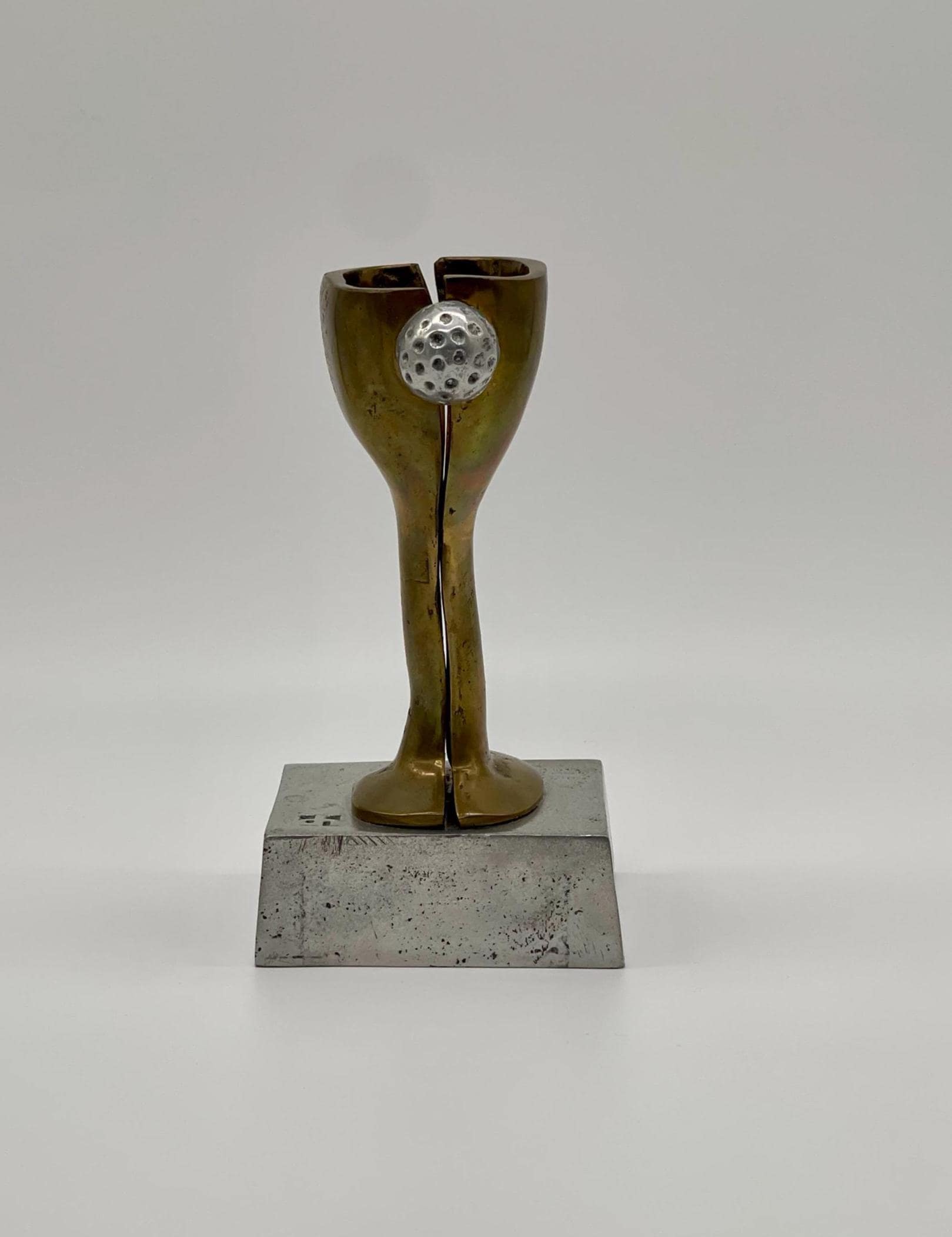 David Marshall Brutalist Golf Trophy Sculpture, Brass Aluminum Mid Century Modern Spain