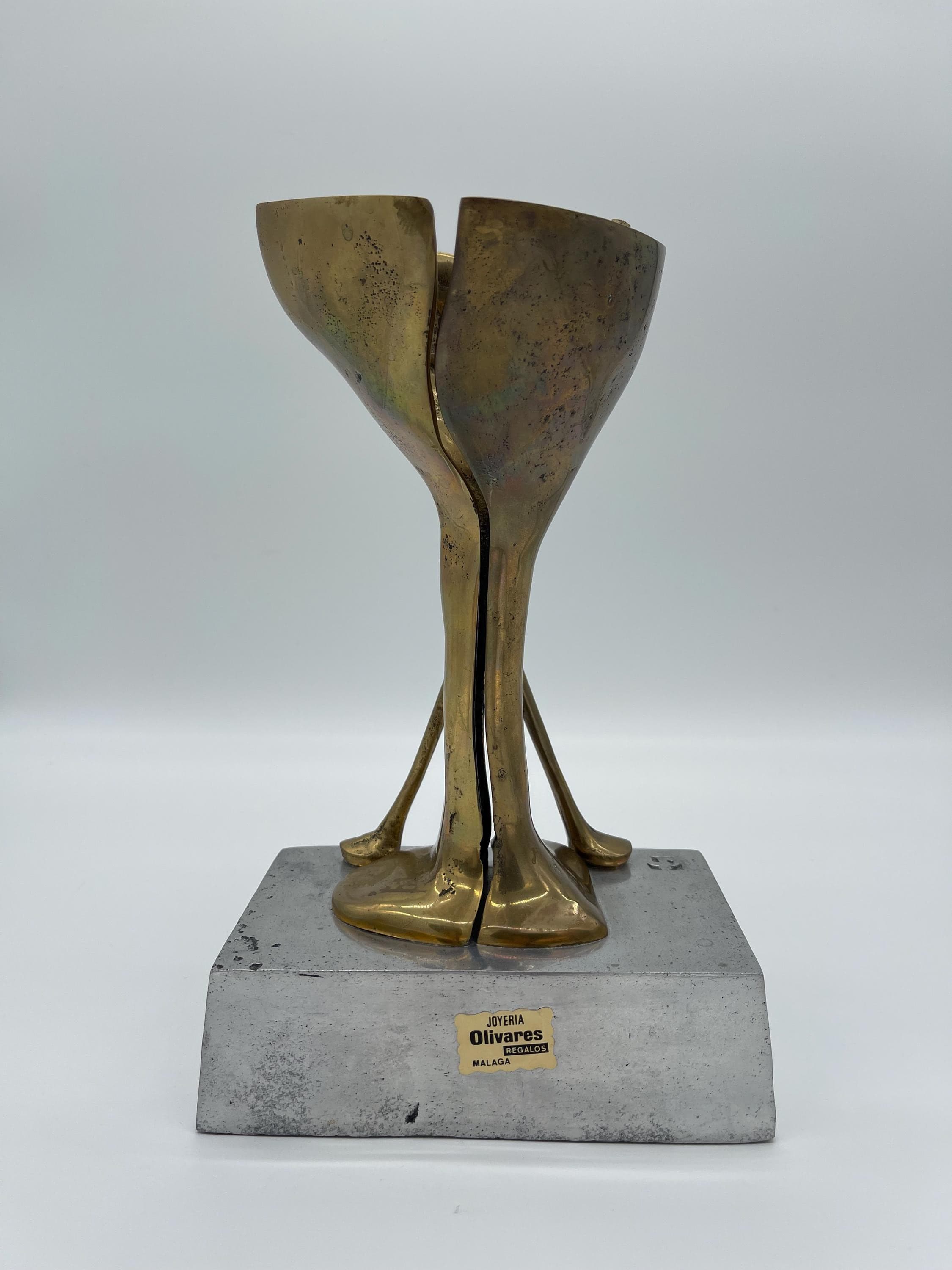 David Marshall Brutalist Golf Trophy Sculpture, Brass Aluminum Mid Century Modern Golf Gift - Thumbnail 9