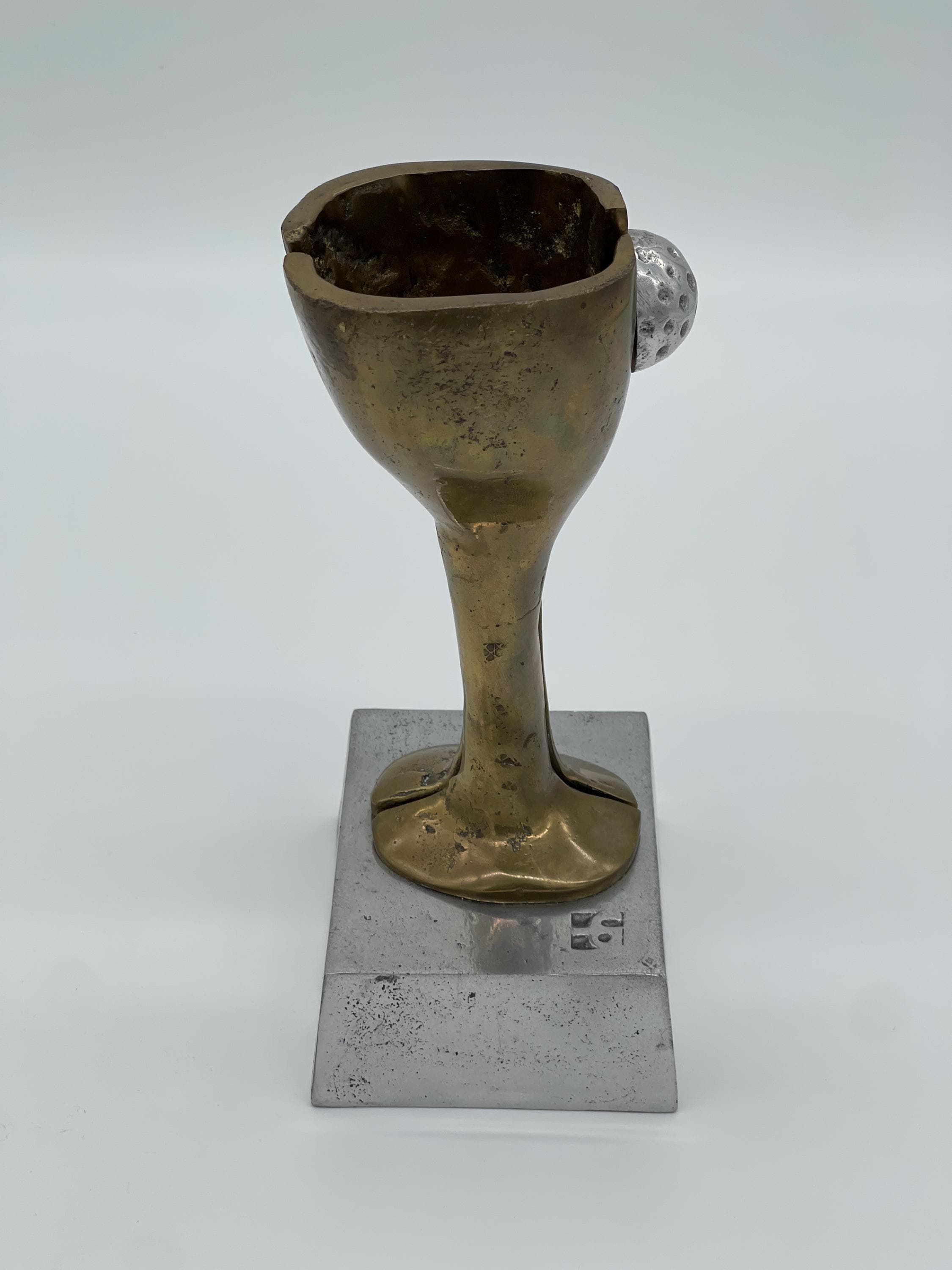 David Marshall Brutalist Golf Trophy Sculpture, Brass Aluminum Mid Century Modern Spain - Thumbnail 6