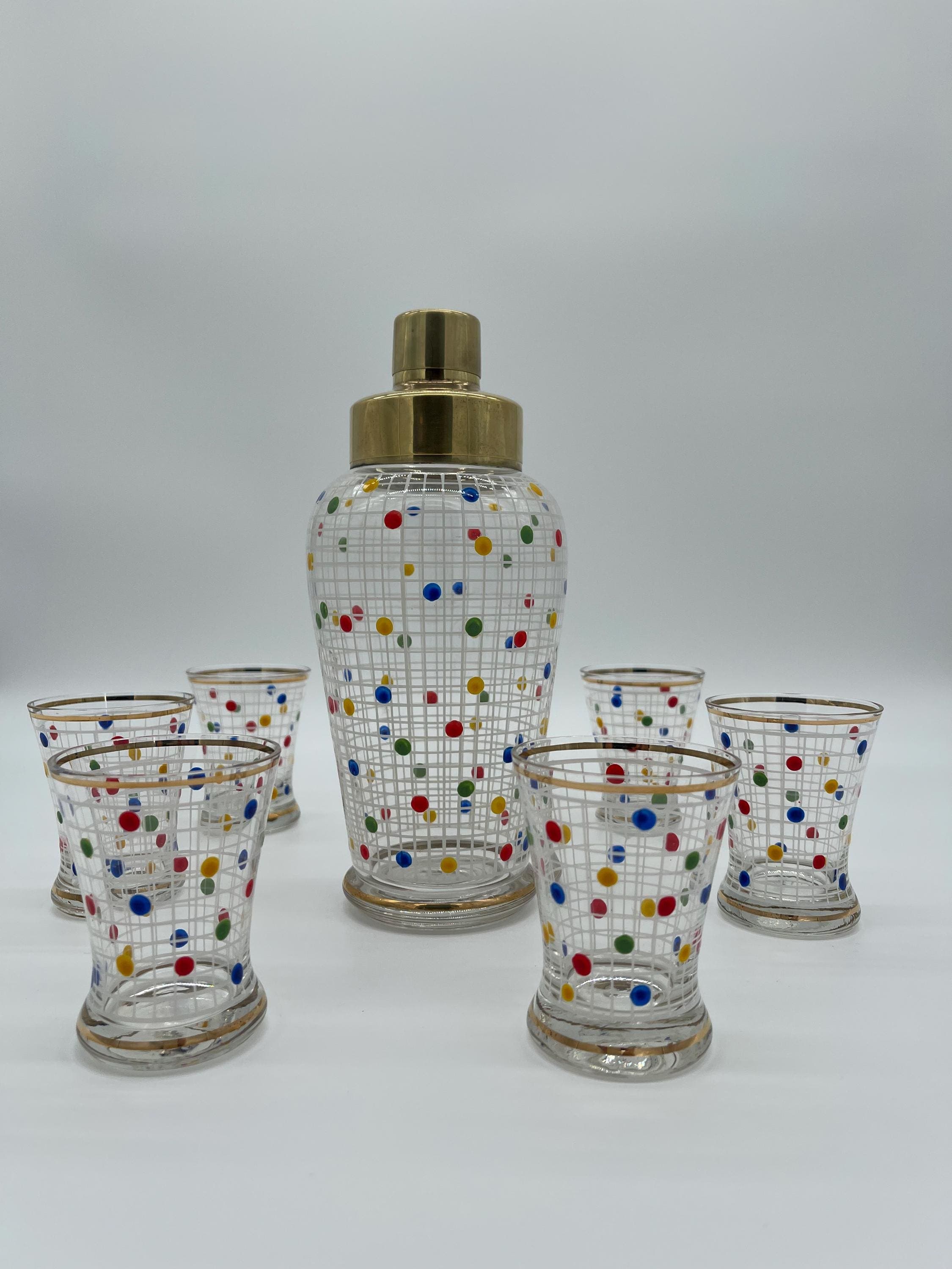 1960s Czech Cocktail Shaker Set, 24k Cased Gold, Hand-Painted Enamel MCM Barware - Thumbnail 5