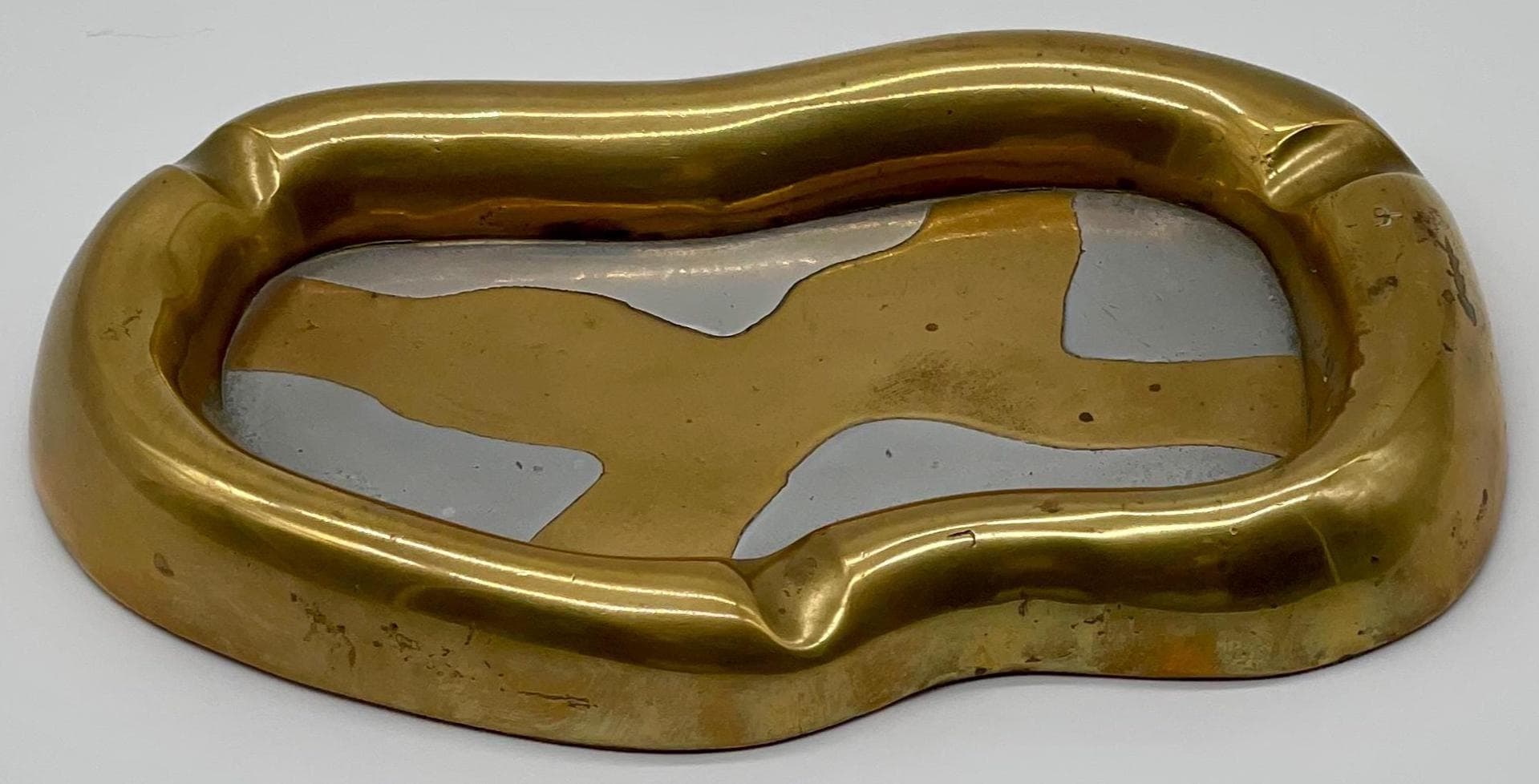 David Marshall Signed Wave Ashtray, 1980s Brutalist Solid Brass & Aluminum Sculpture - Thumbnail 8