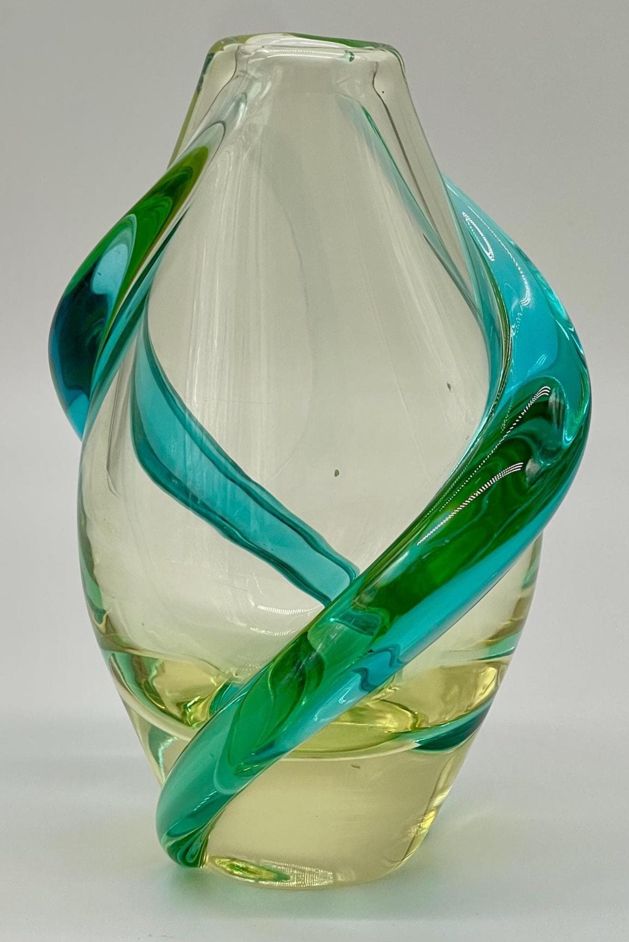 František Zemek Rhapsody Vase, 1960s Czech Bohemian Wrapped Ribbon Art Glass - Thumbnail 5