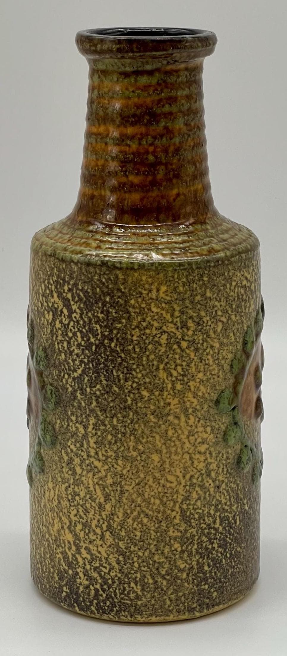 Vintage VEB Haldensleben Fat Lava Vase, Mid-Century Modern Pottery Churn Bottle - Thumbnail 9