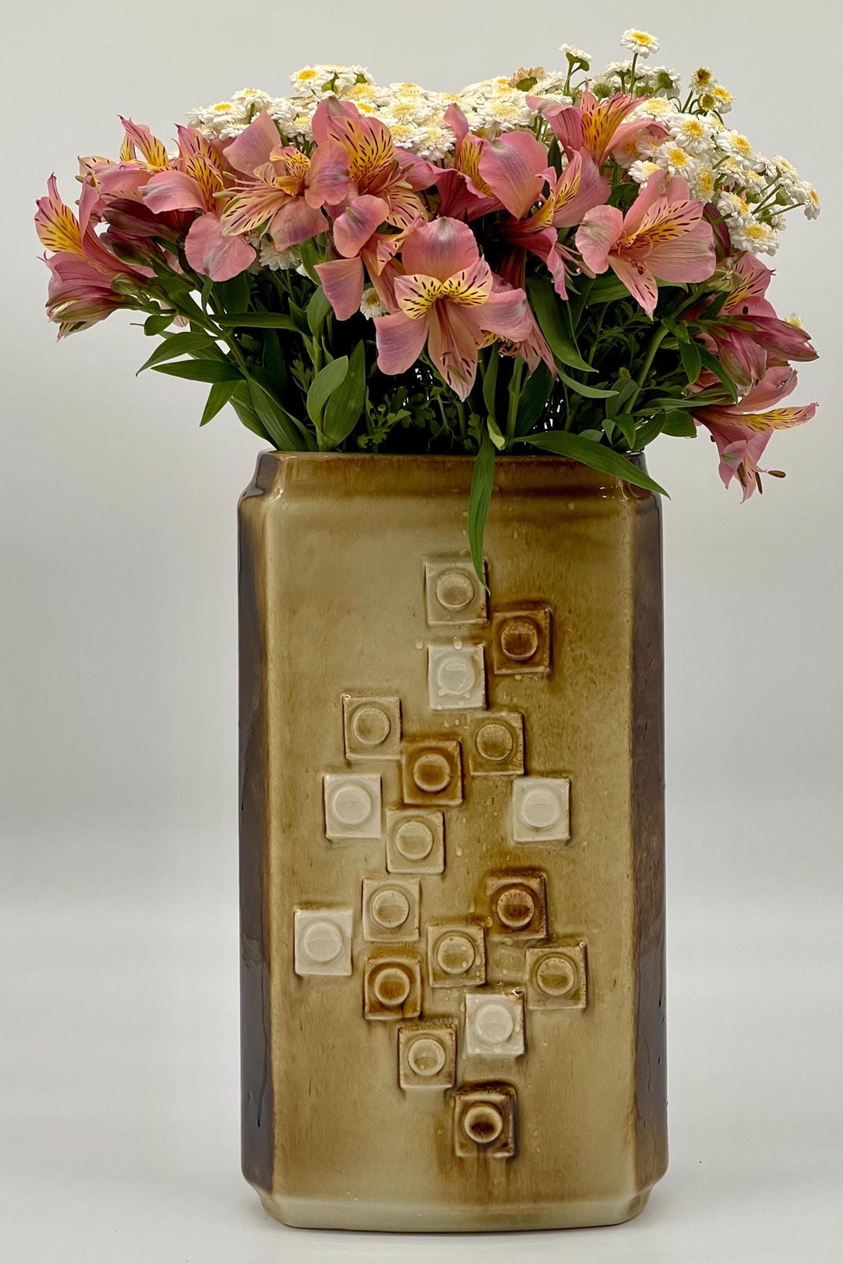 Vintage Ditmar Urbach "Mozaika" Cube Relief Vase, 1960s Czechoslovakian Mid-Century Modern Ceramic Block Pottery - Thumbnail 6