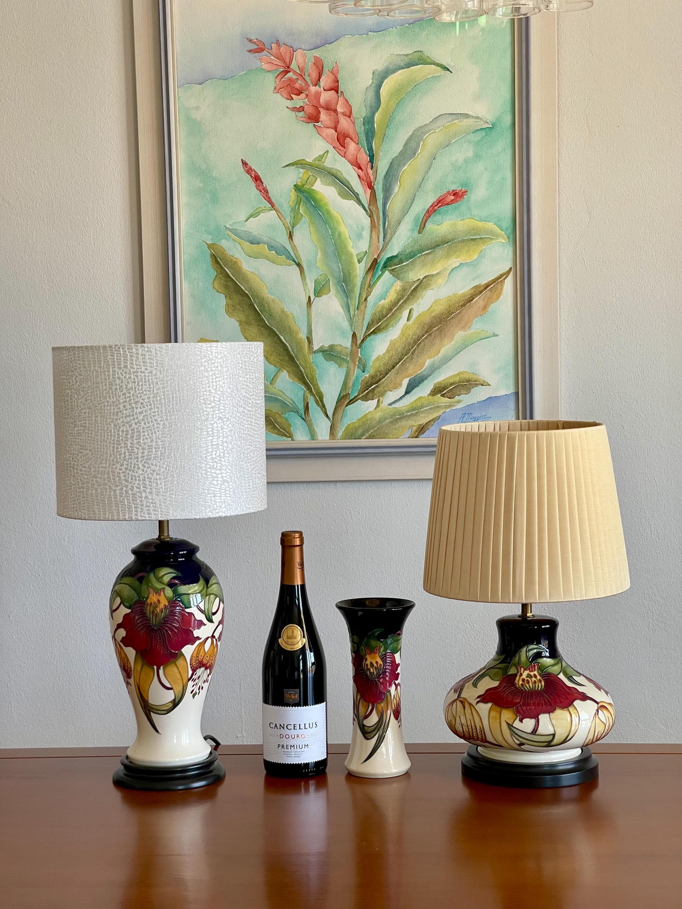 Moorcroft Anna Lily Collection Set, Nicola Slaney Art Pottery Lamps and Vase - Thumbnail 2