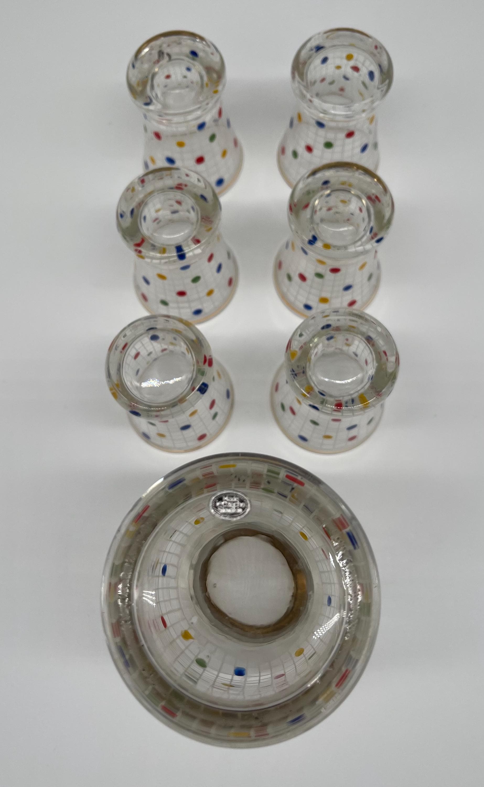 1960s Czech Cocktail Shaker Set, 24k Cased Gold, Hand-Painted Enamel MCM Barware - Thumbnail 12
