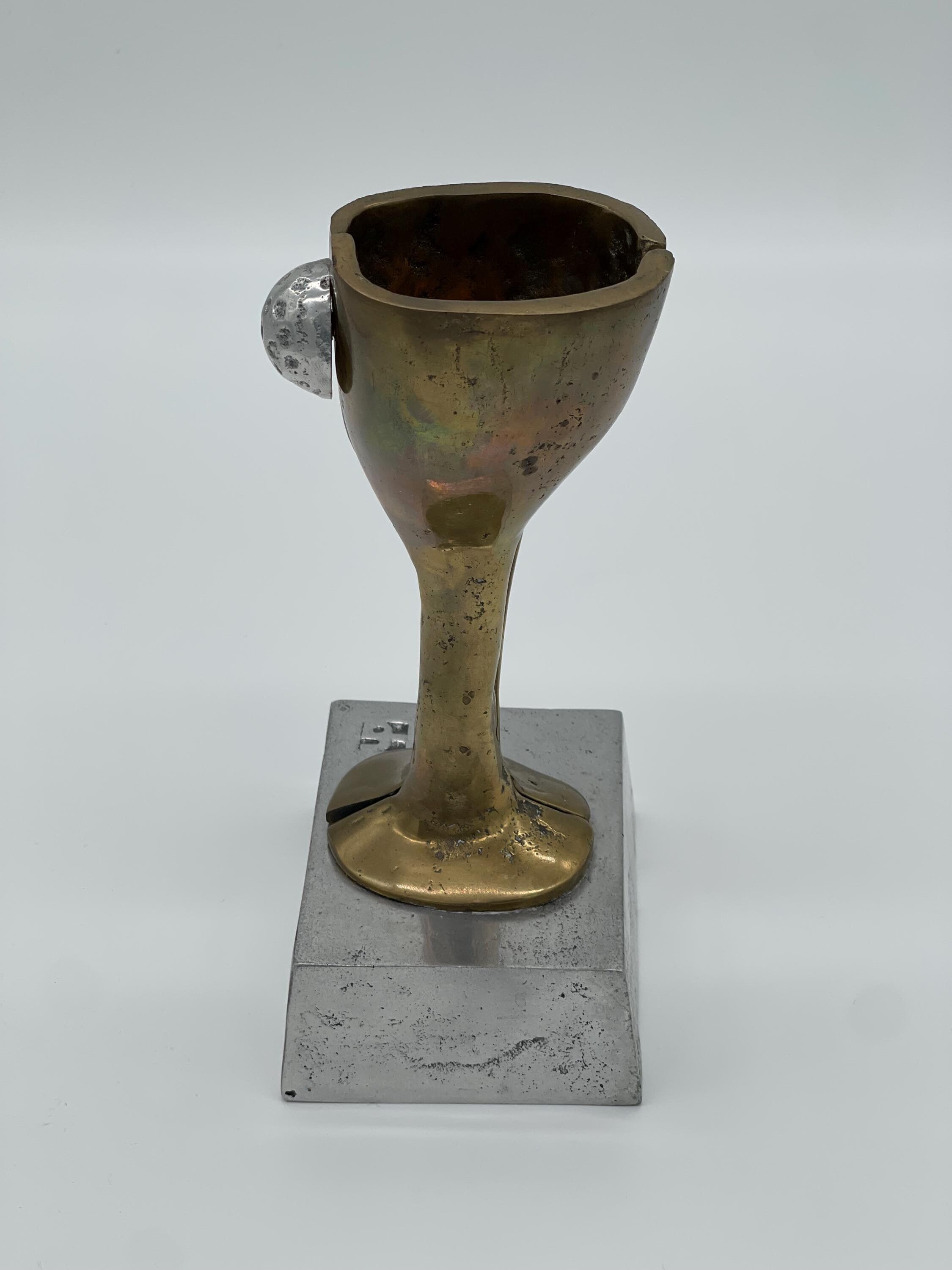 David Marshall Brutalist Golf Trophy Sculpture, Brass Aluminum Mid Century Modern Spain - Thumbnail 8