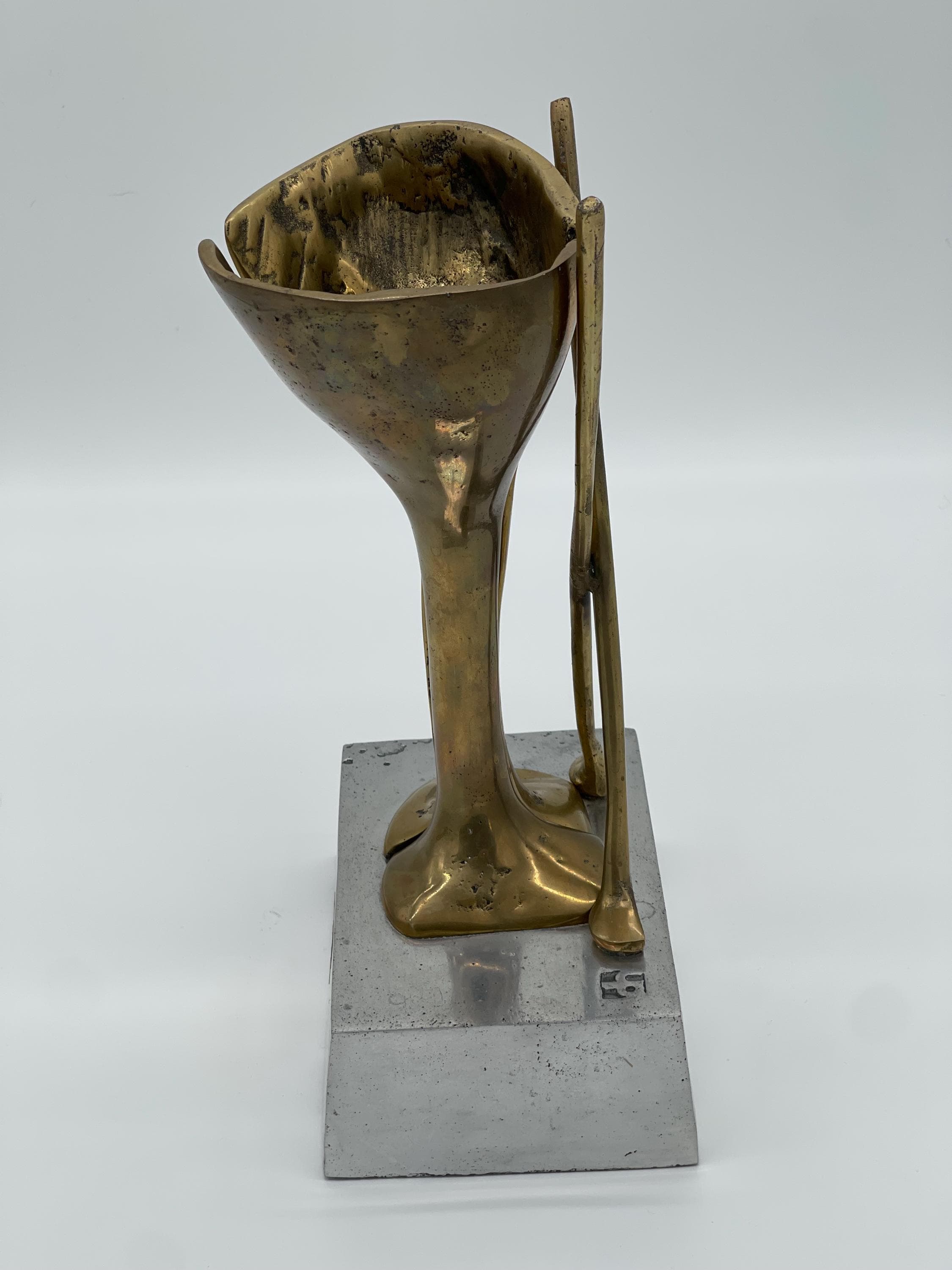 David Marshall Brutalist Golf Trophy Sculpture, Brass Aluminum Mid Century Modern Golf Gift - Thumbnail 6