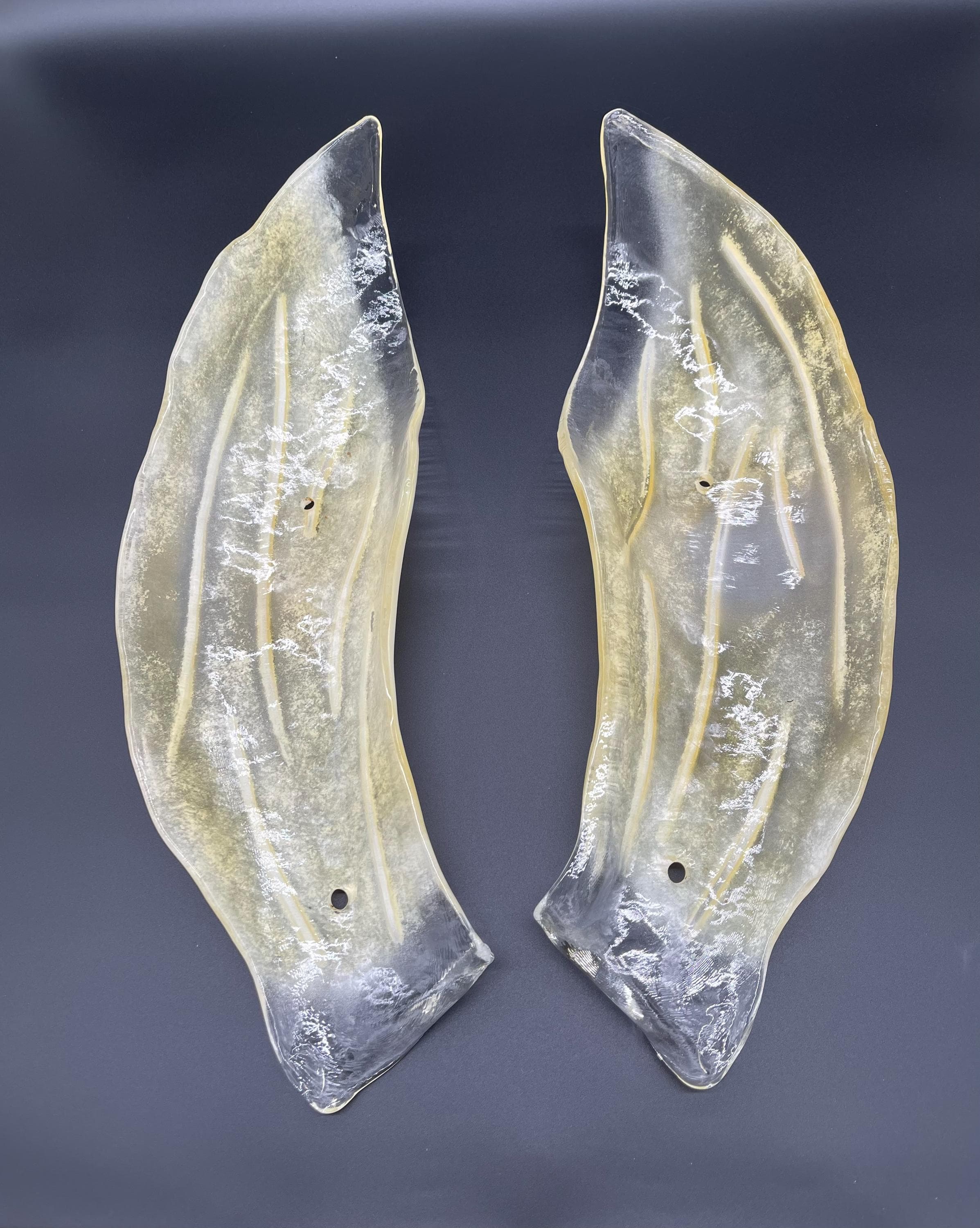 Pair Murano Glass Leaf Sconces, Sil Lux Roma Collection, Mid Century Modern Wall Lights - Thumbnail 8