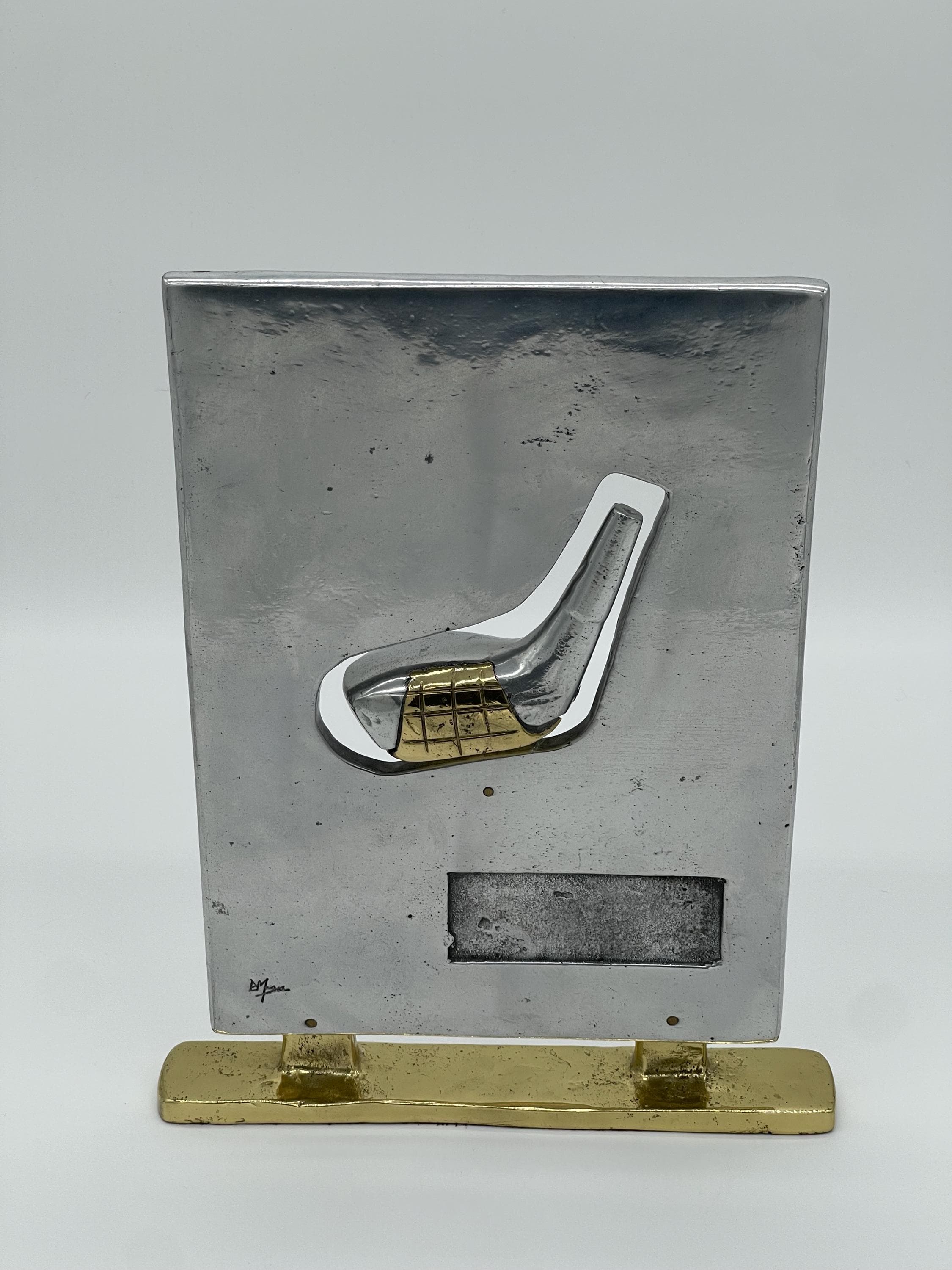 Signed David Marshall Brutalist XXL Golf Sculpture, Brass Aluminum, Spanish MCM Trophy - Thumbnail 4